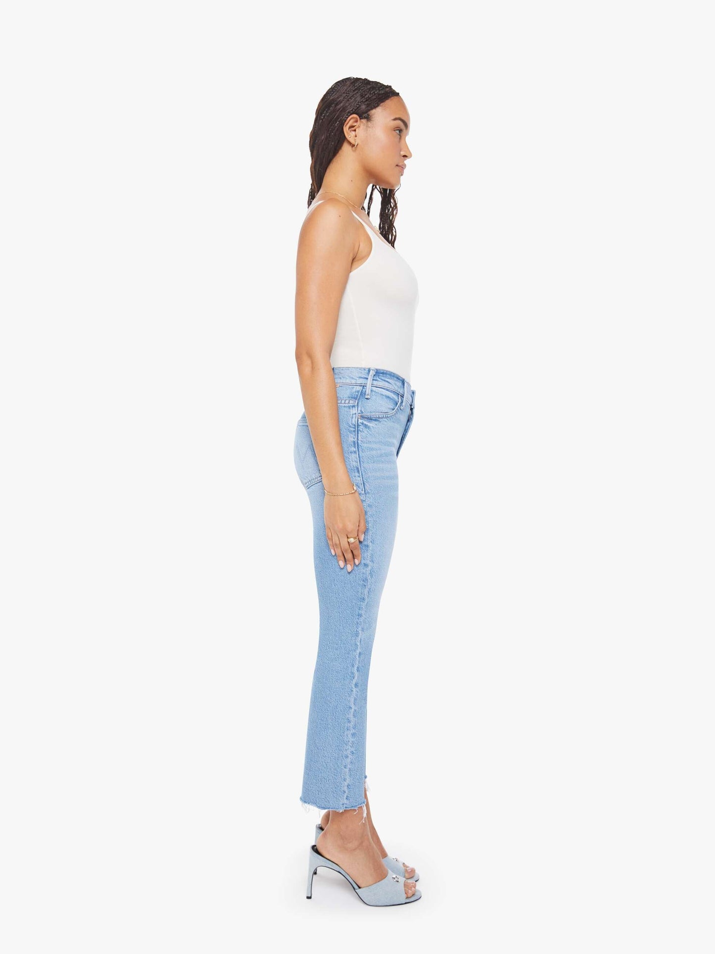 Mother Denim PETITES The Lil Hustler Ankle Fray Blue (Light-Pastel)