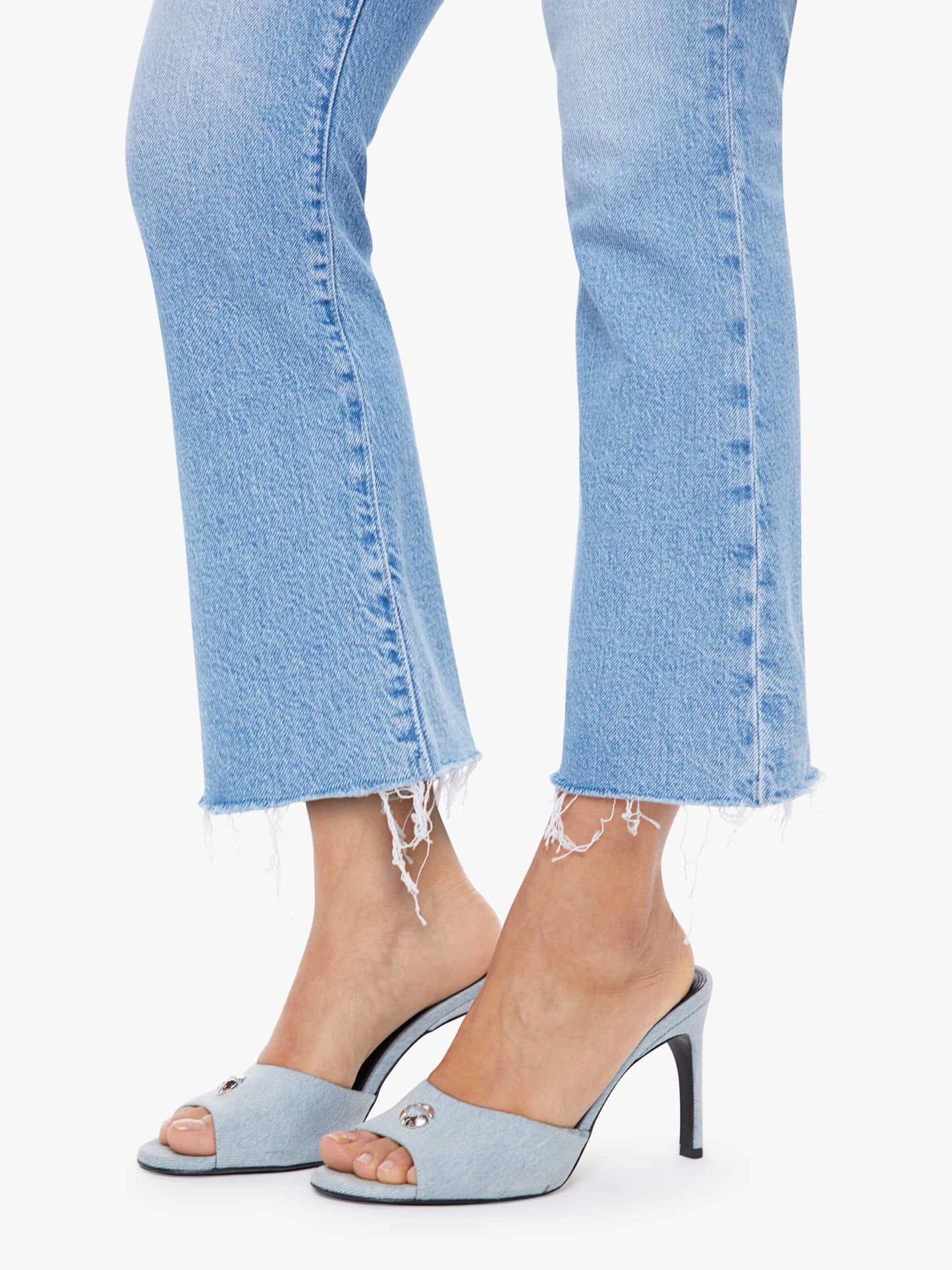 Mother Denim PETITES The Lil Hustler Ankle Fray Blue (Light-Pastel)