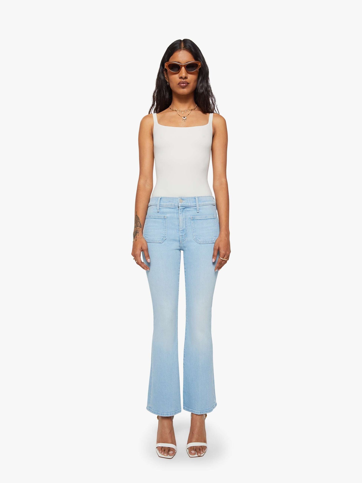 Mother Denim PETITES The Lil Patch Pocket Weekender Sauced By Six