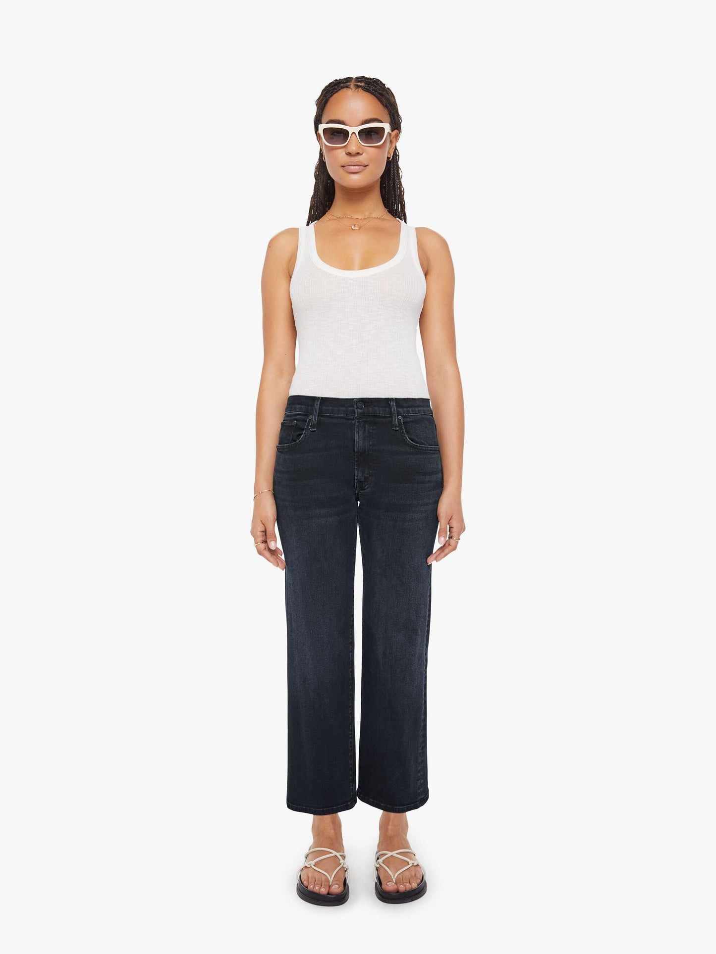 Mother Denim PETITES The Lil Mid Rise Zip Rambler Black