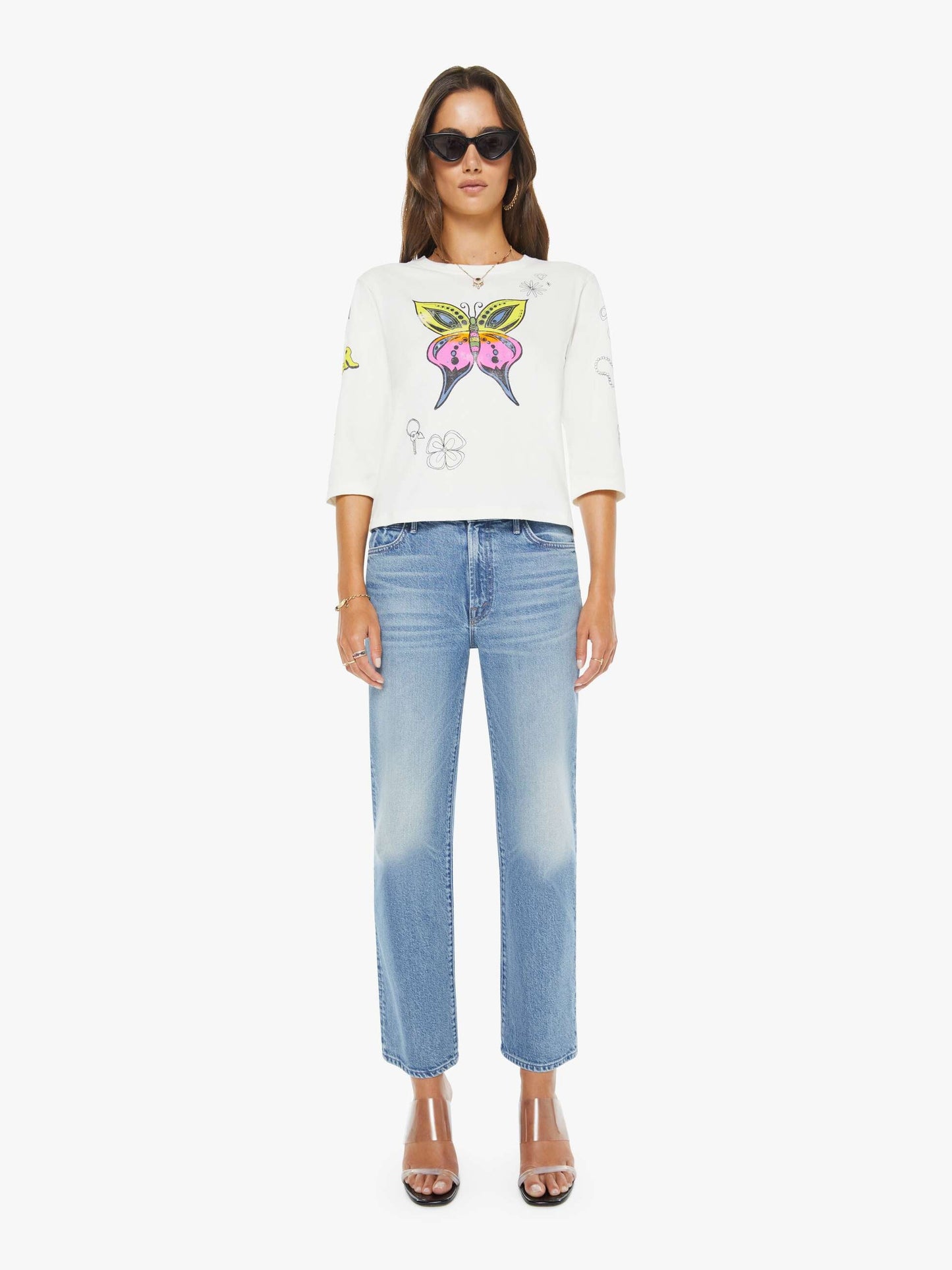 Mother Denim The Kick It Ankle Birds Gone Wild