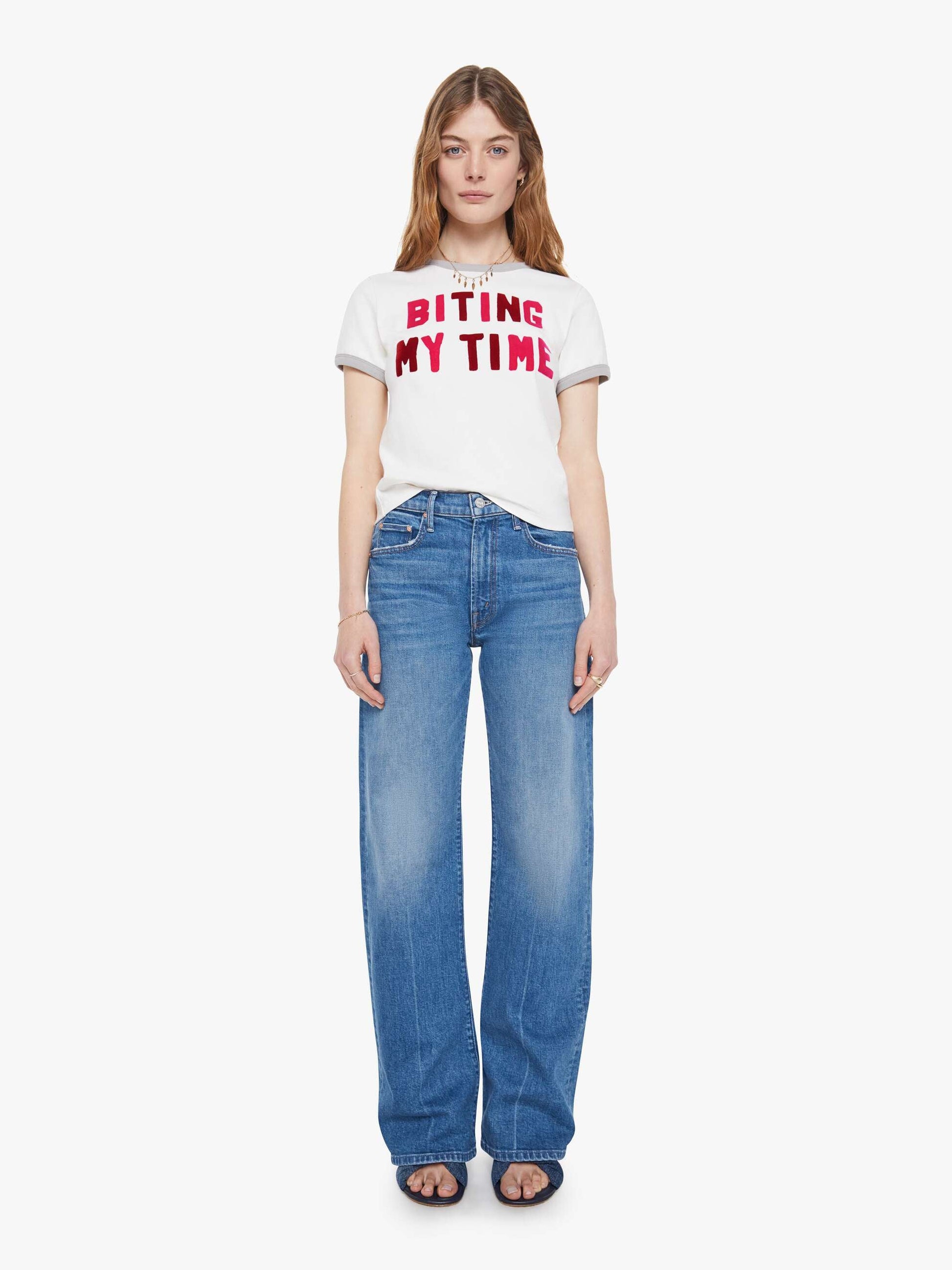 Mother Denim The Mid Rise Lasso Sneak Blue (Medium)