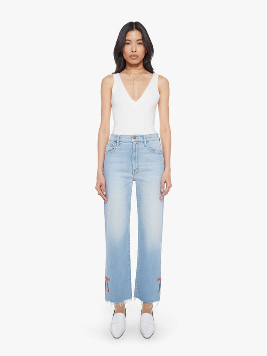 Mother Denim The Rambler Zip Slice Hover Fray Blue (Light-Pastel)