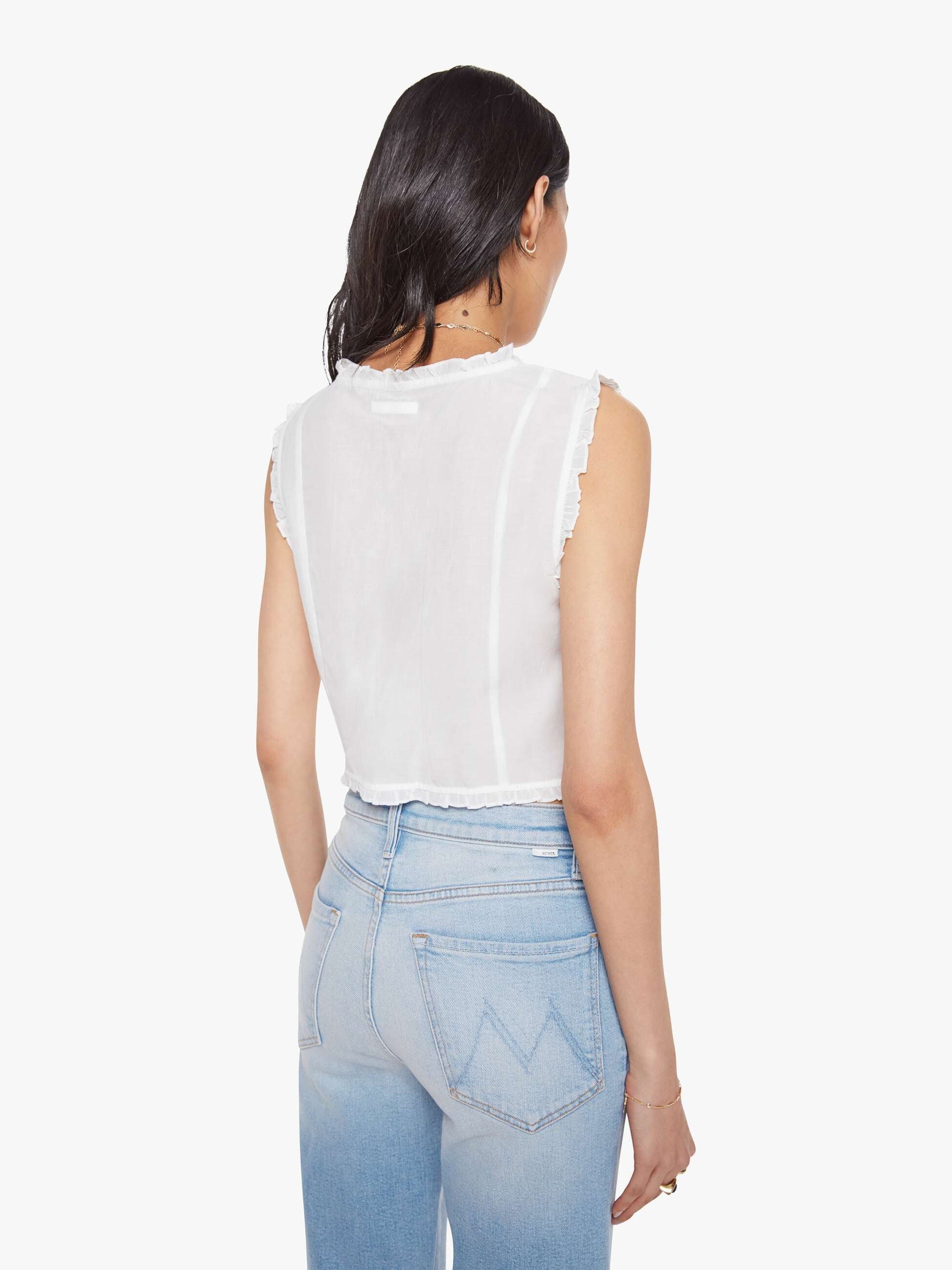 Mother Denim The Rambler Zip Slice Hover Fray Blue (Light-Pastel)