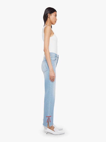 Mother Denim The Rambler Zip Slice Hover Fray Blue (Light-Pastel)