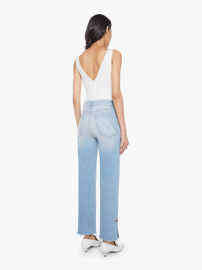 Mother Denim The Rambler Zip Slice Hover Fray Blue (Light-Pastel)