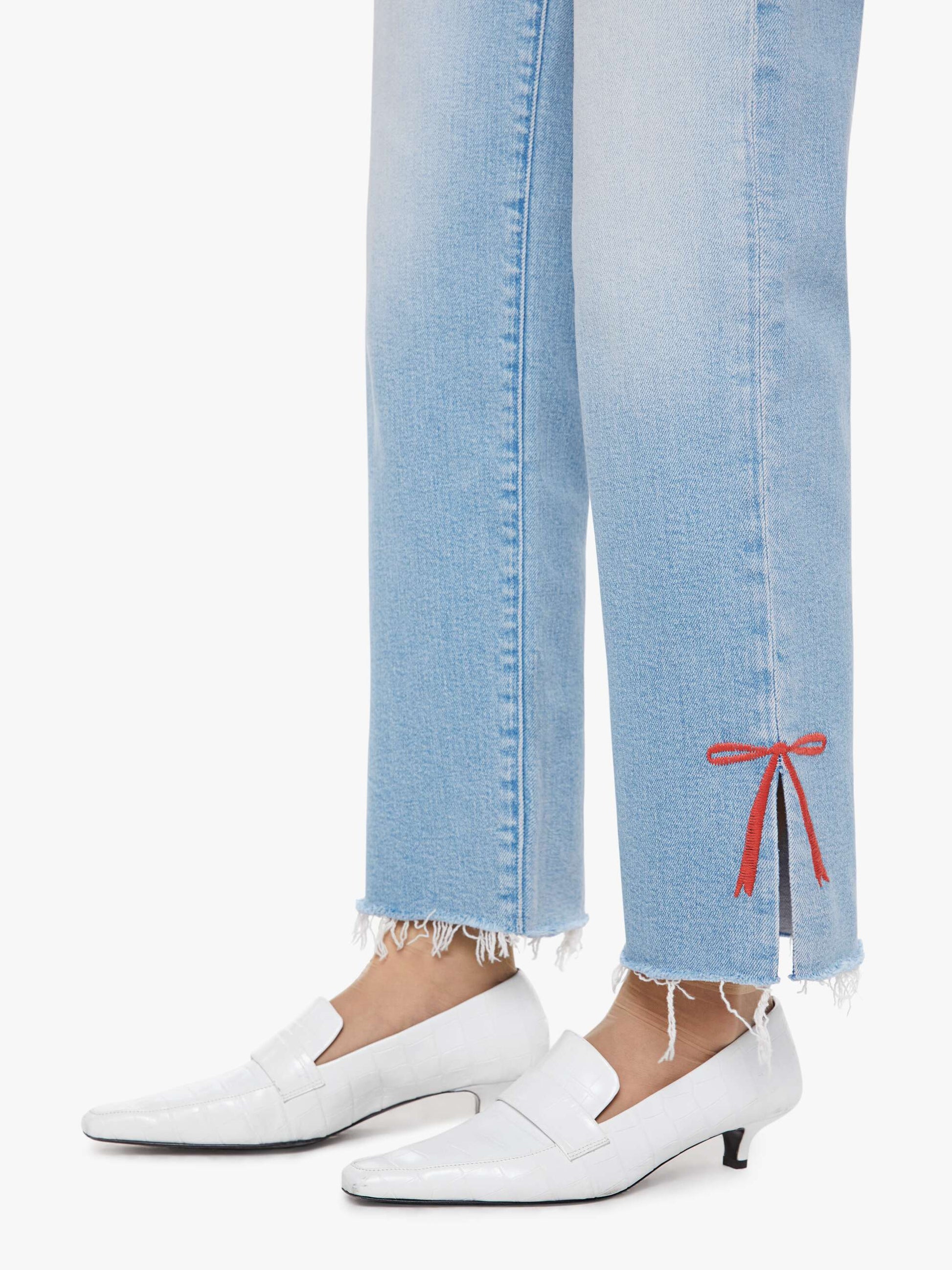 Mother Denim The Rambler Zip Slice Hover Fray Blue (Light-Pastel)