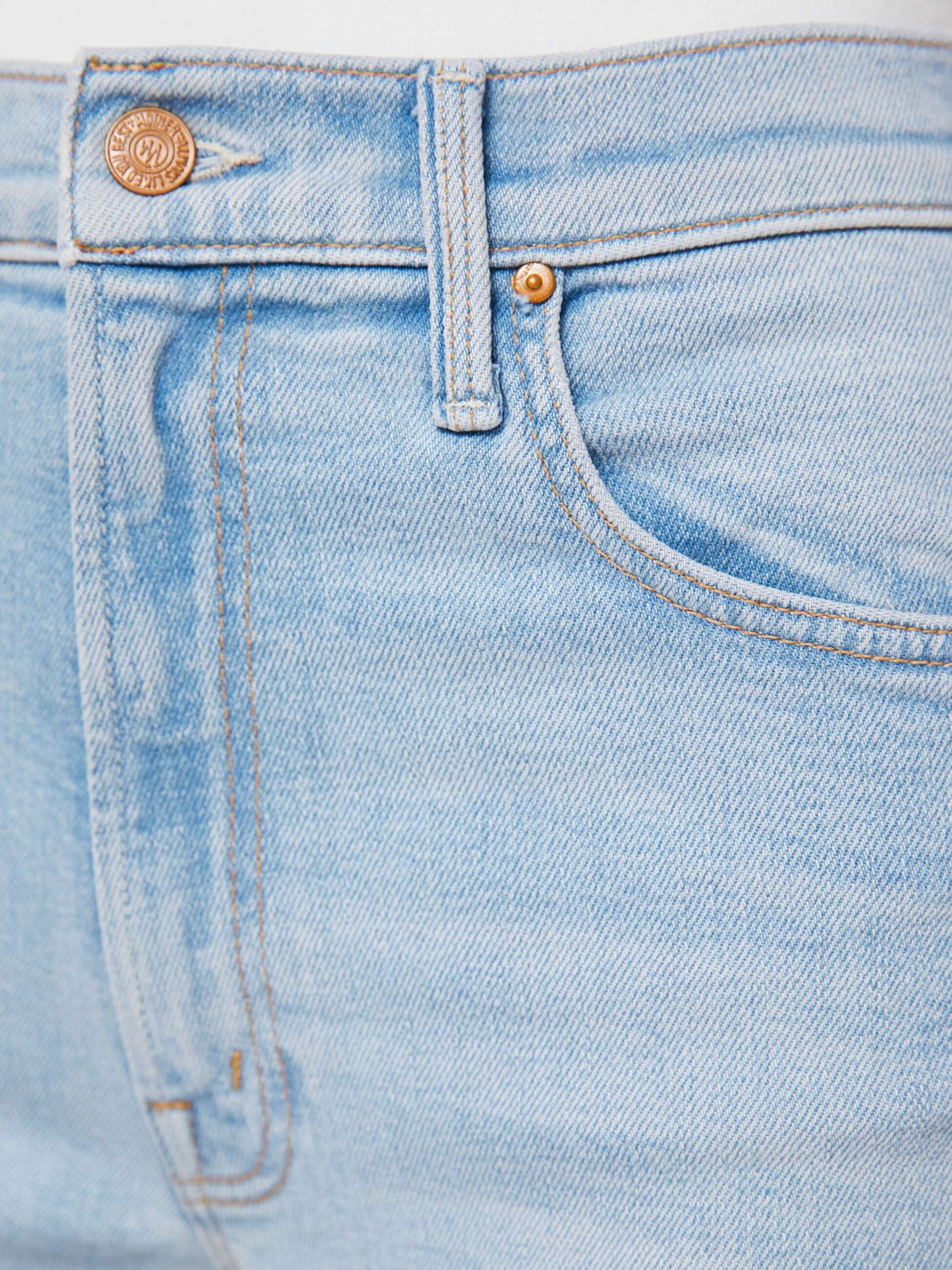 Mother Denim The Rambler Zip Slice Hover Fray Blue (Light-Pastel)