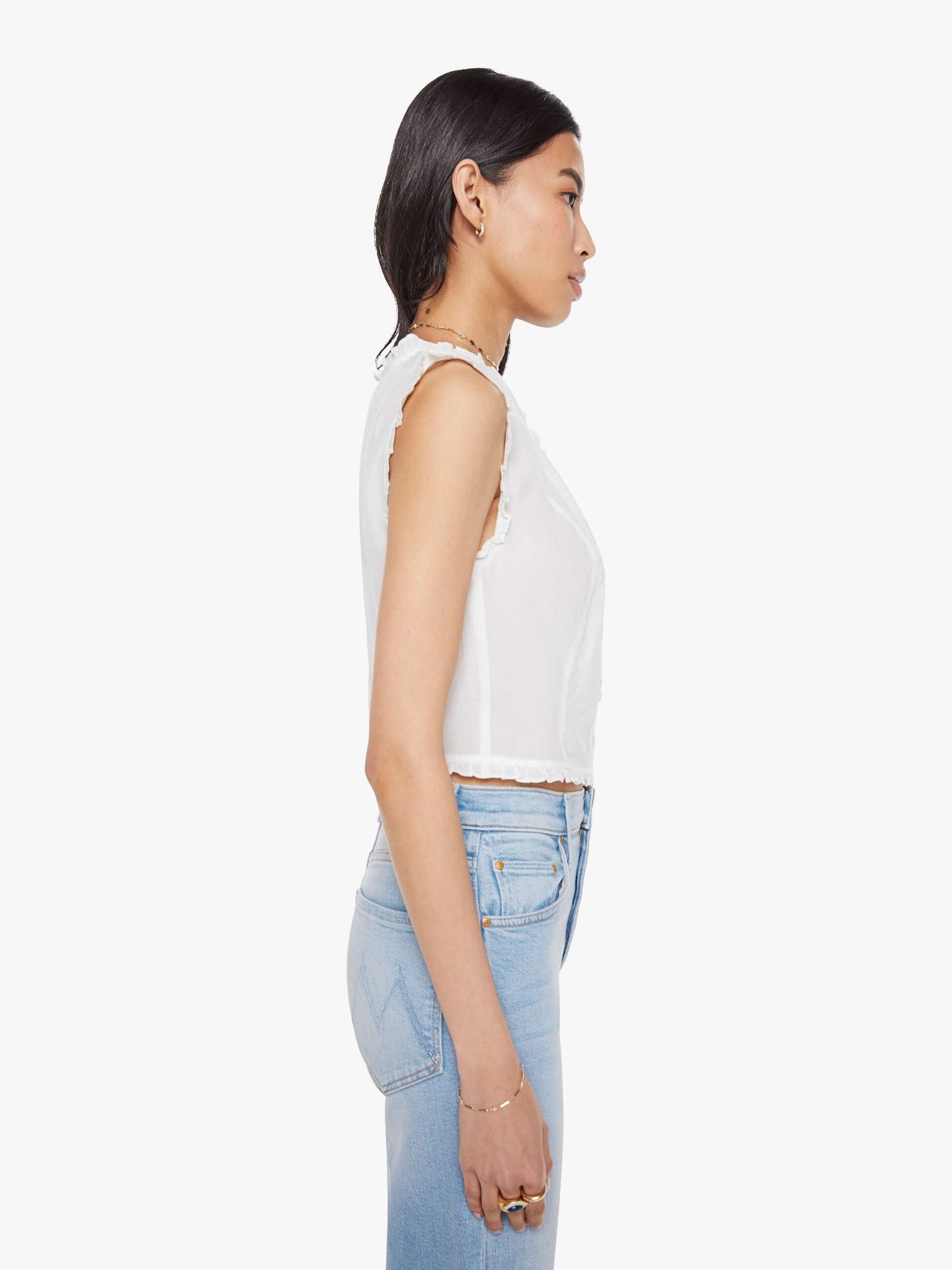 Mother Denim The Rambler Zip Slice Hover Fray Blue (Light-Pastel)