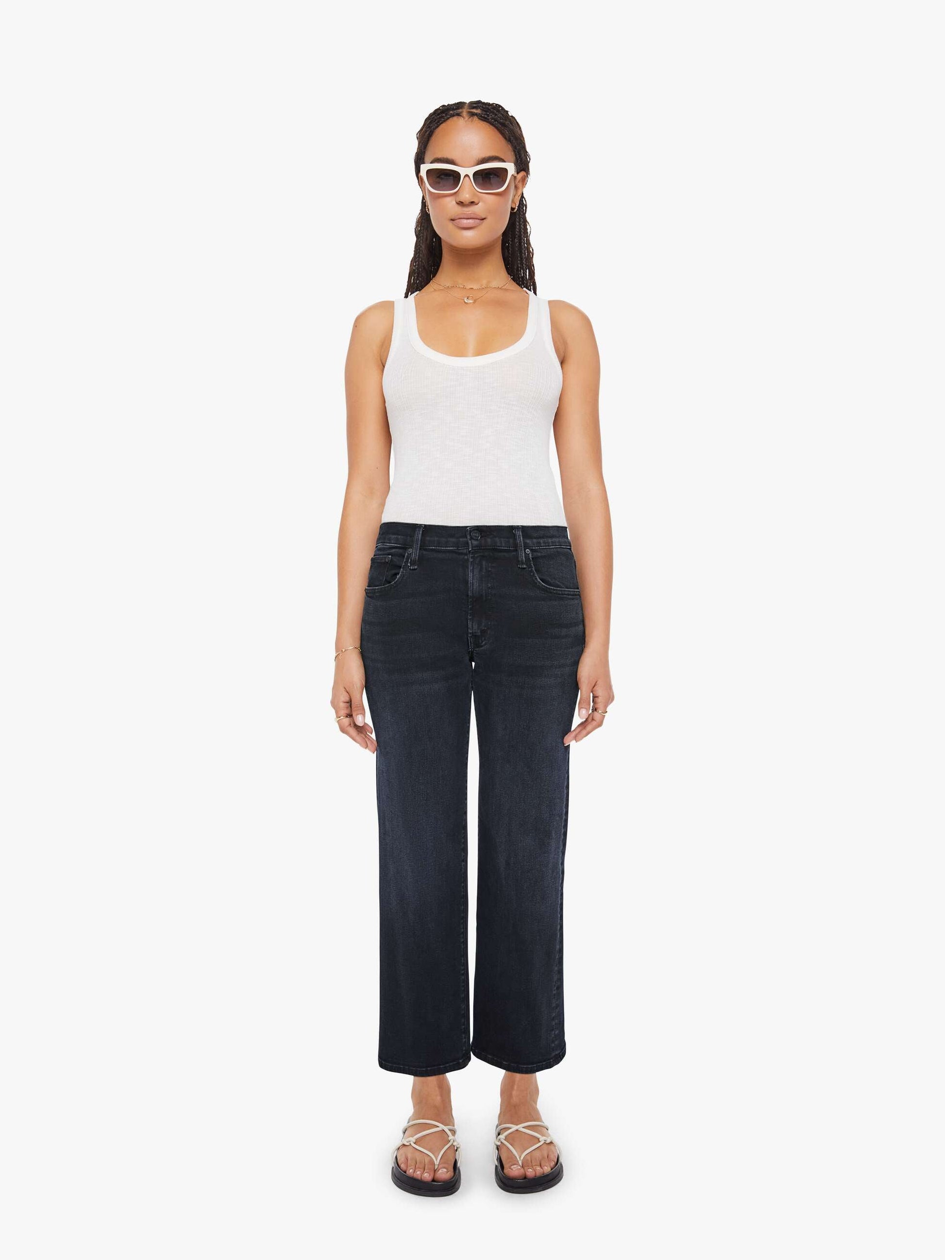 Mother Denim PETITES The Lil Mid Rise Zip Rambler Black