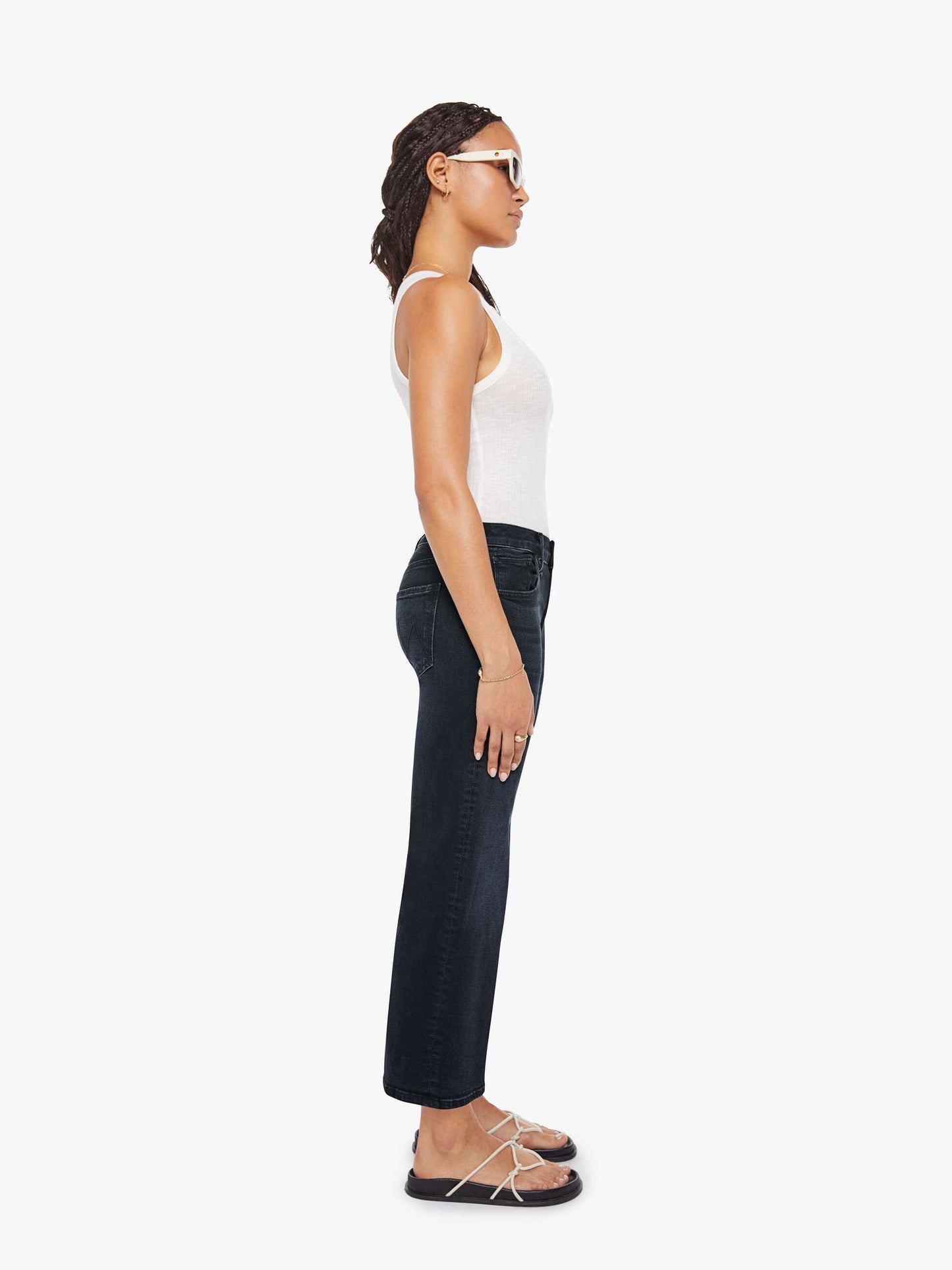 Mother Denim PETITES The Lil Mid Rise Zip Rambler Black
