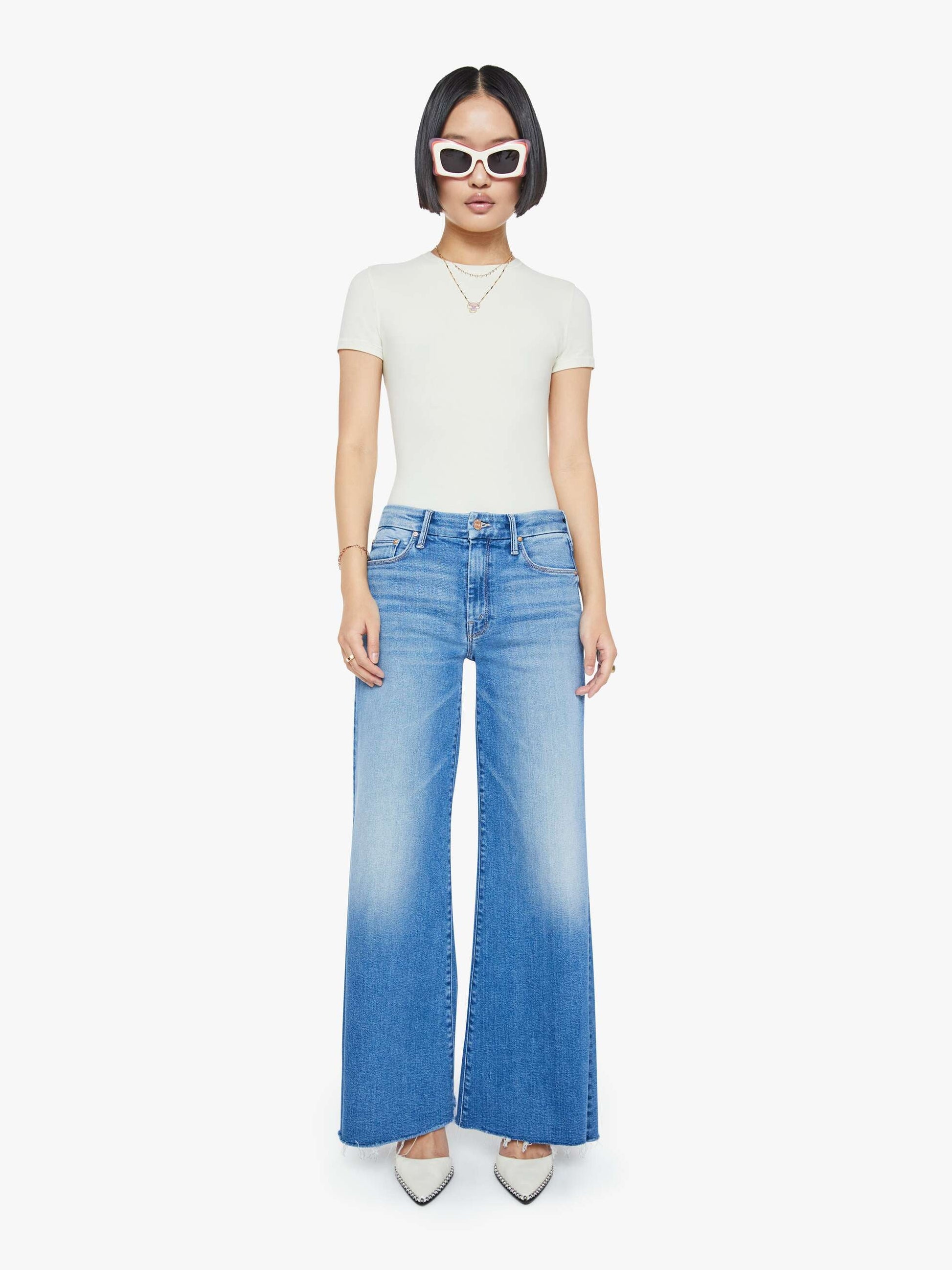 Mother Denim PETITES The Lil Roller Fray Blue (Medium)