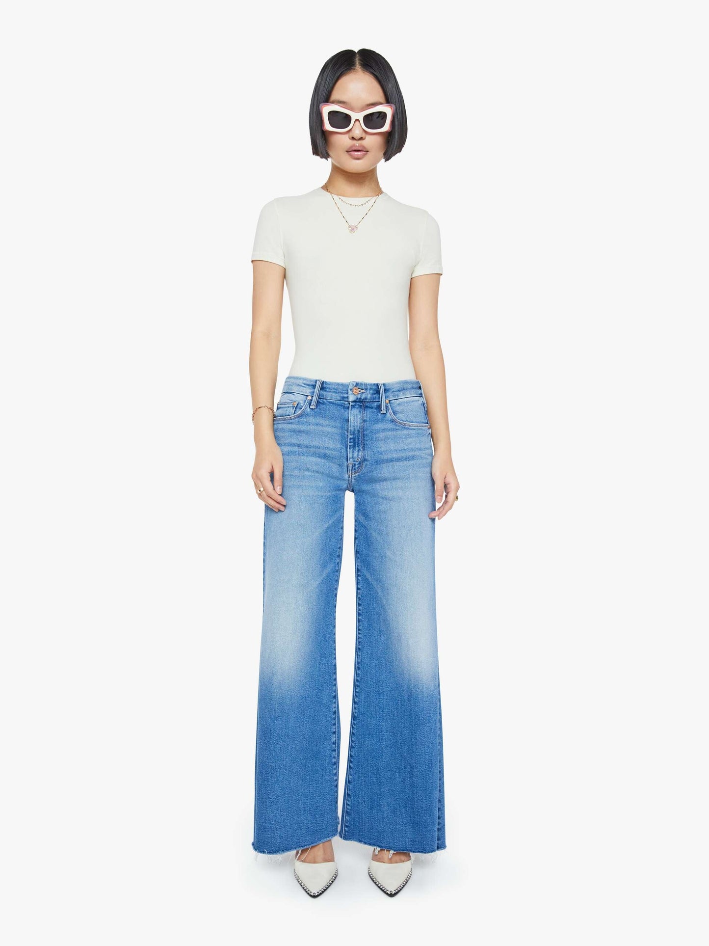 Mother Denim PETITES The Lil Roller Fray Blue (Medium)