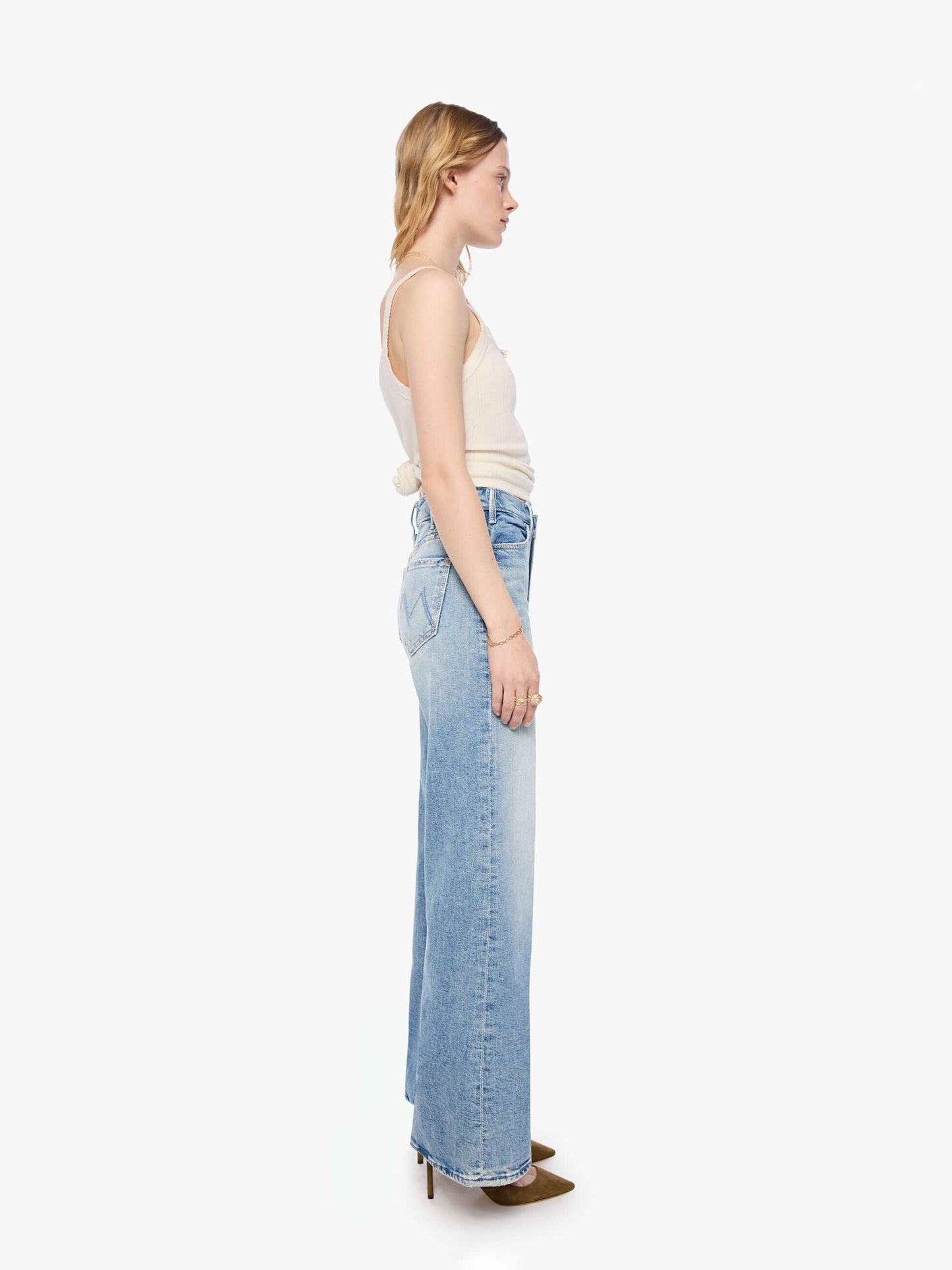 Mother Denim PETITES The Lil Hustler Roller Sneak Blue (Medium)