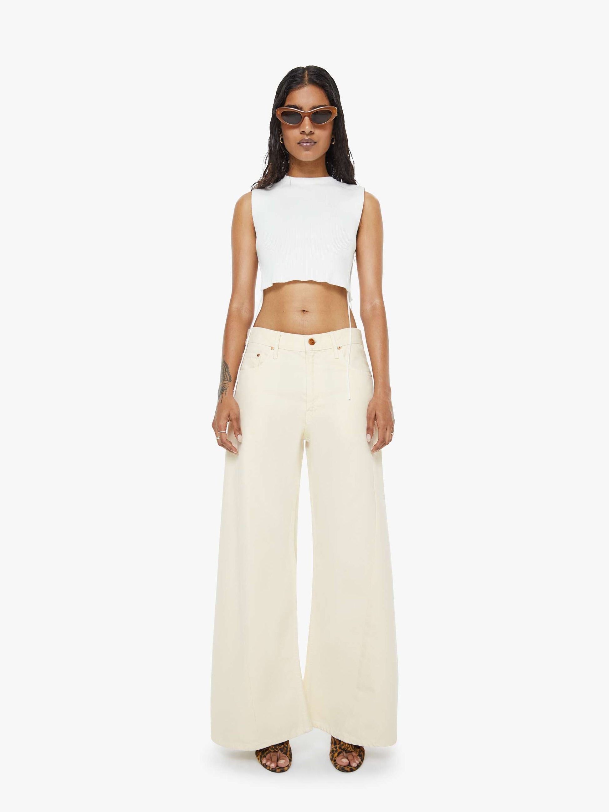 Mother Denim PETITES The Lil Lemon Twist Sneak Natural
