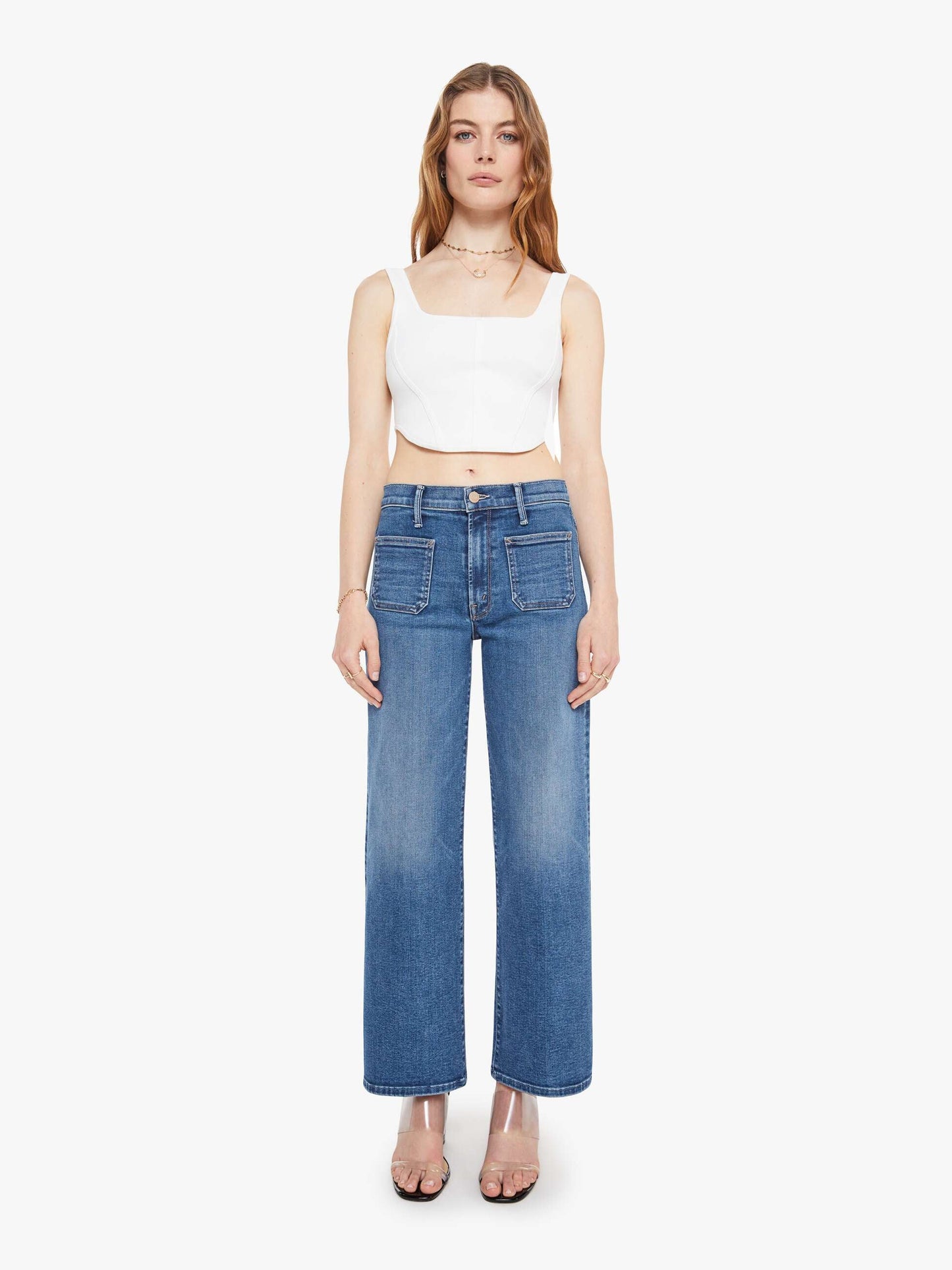 Mother Denim The Patch Pocket Mid Rise Maven Ankle Let\u0026#39;s Split