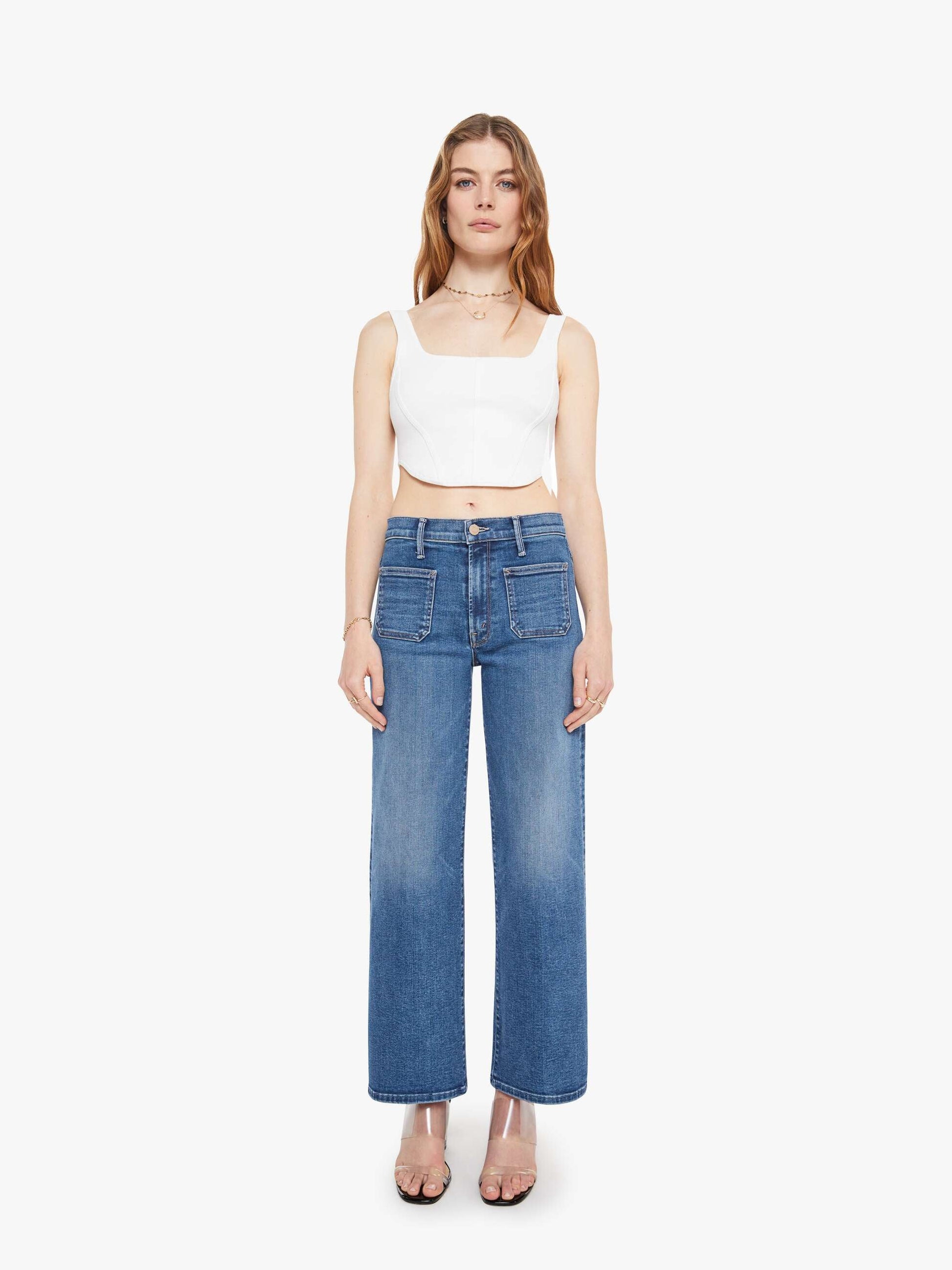 Mother Denim The Patch Pocket Mid Rise Maven Ankle Let\u0026#39;s Split