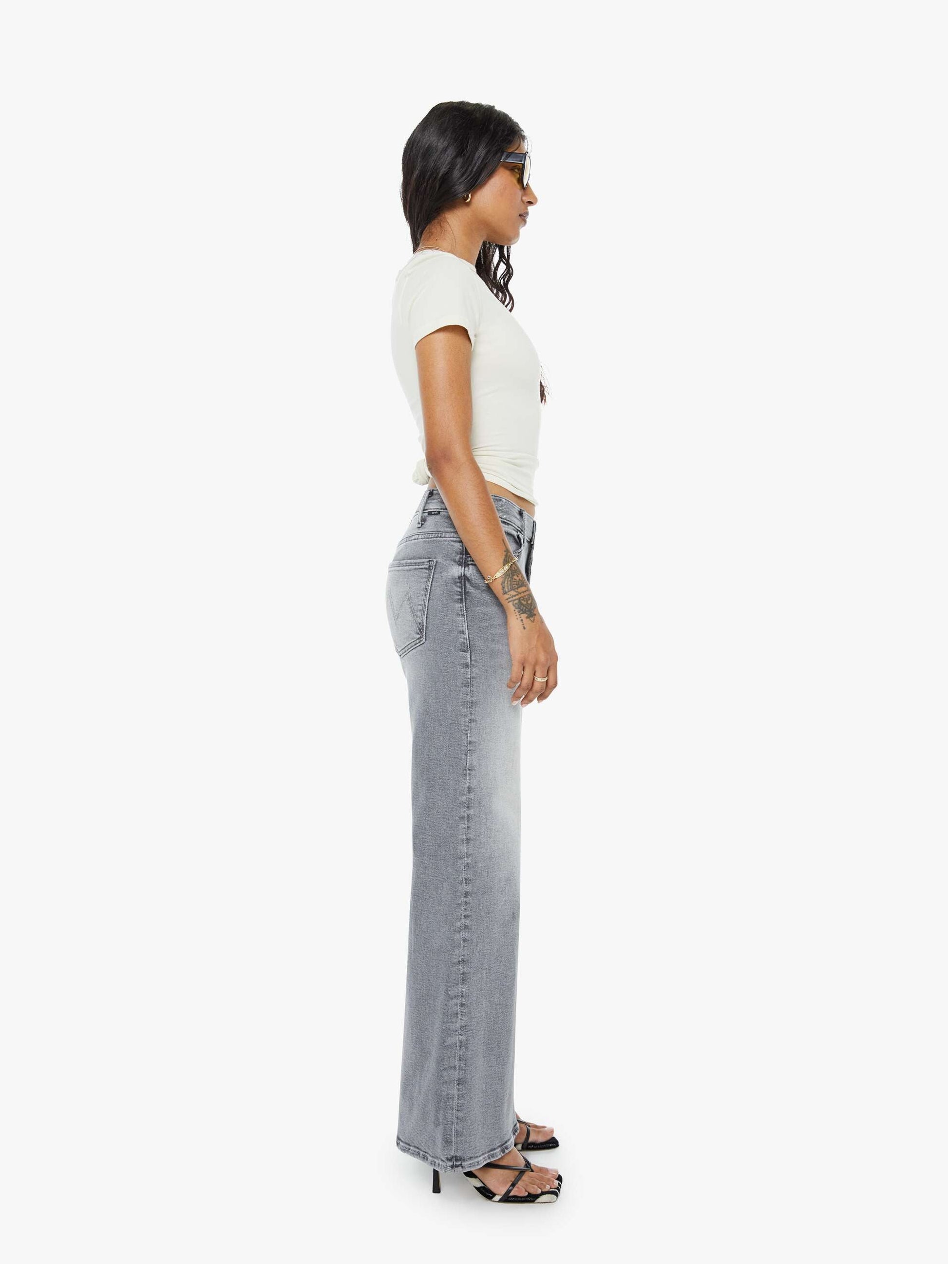 Mother Denim PETITES The Lil Hustler Roller Skimp Grey (Open)