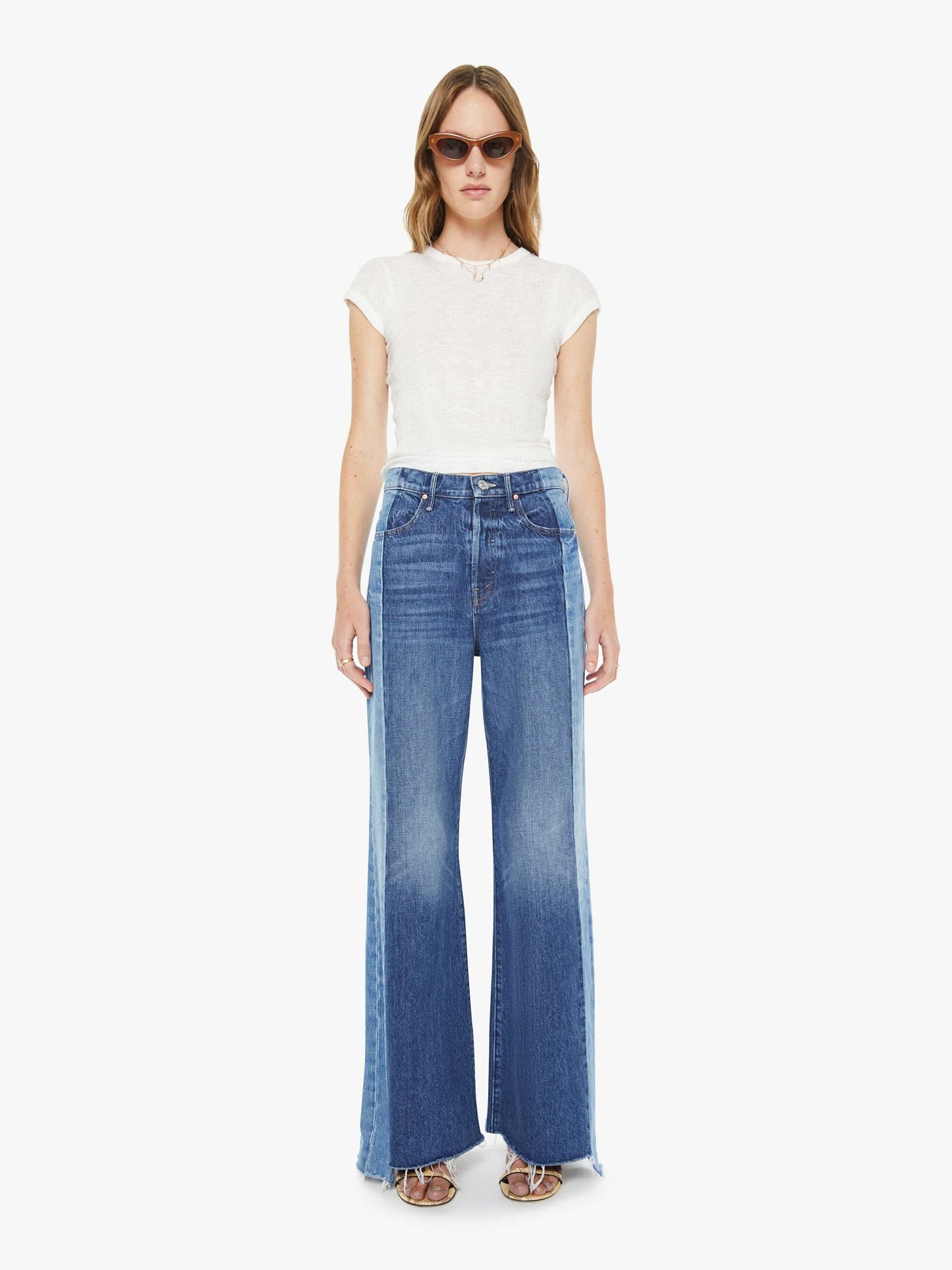 Mother Denim The Tux Sidestepper Sneak Fray Double Take