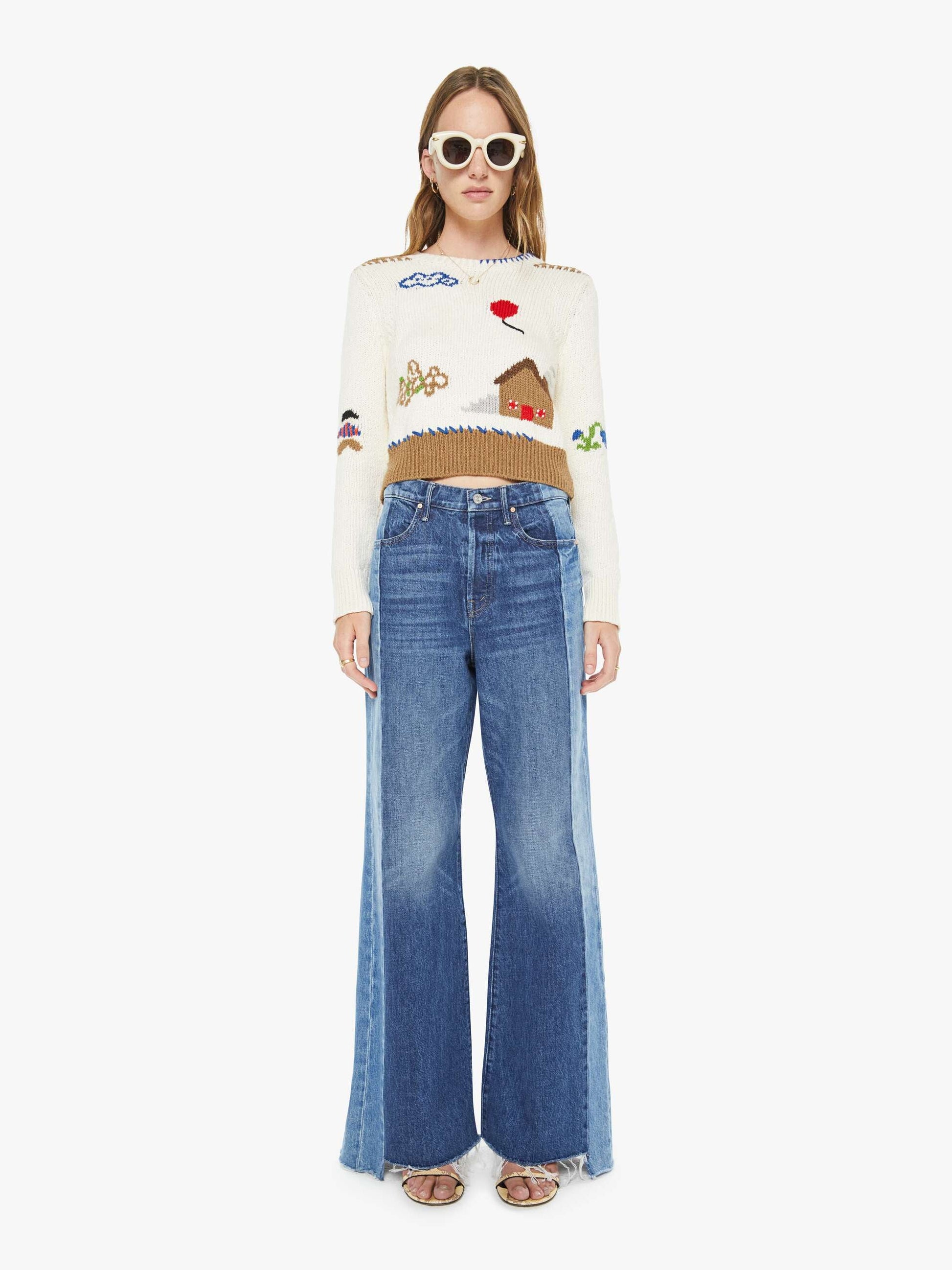Mother Denim The Tux Sidestepper Sneak Fray Double Take
