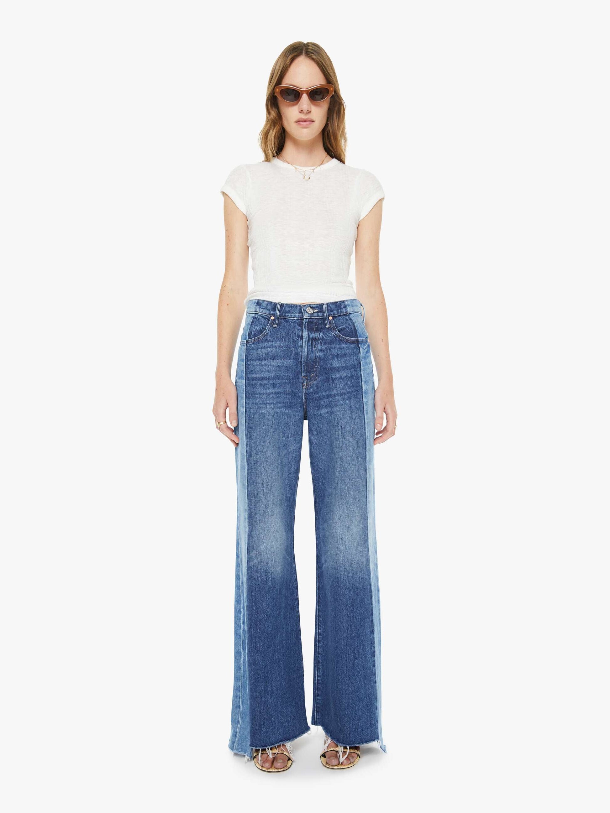 Mother Denim The Tux Sidestepper Sneak Fray Double Take