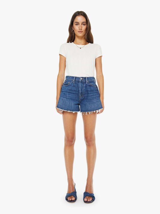 Mother Denim The Flutter Short Fray Blue (Dark)