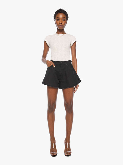 Mother Denim The Flutter Short Fray Black