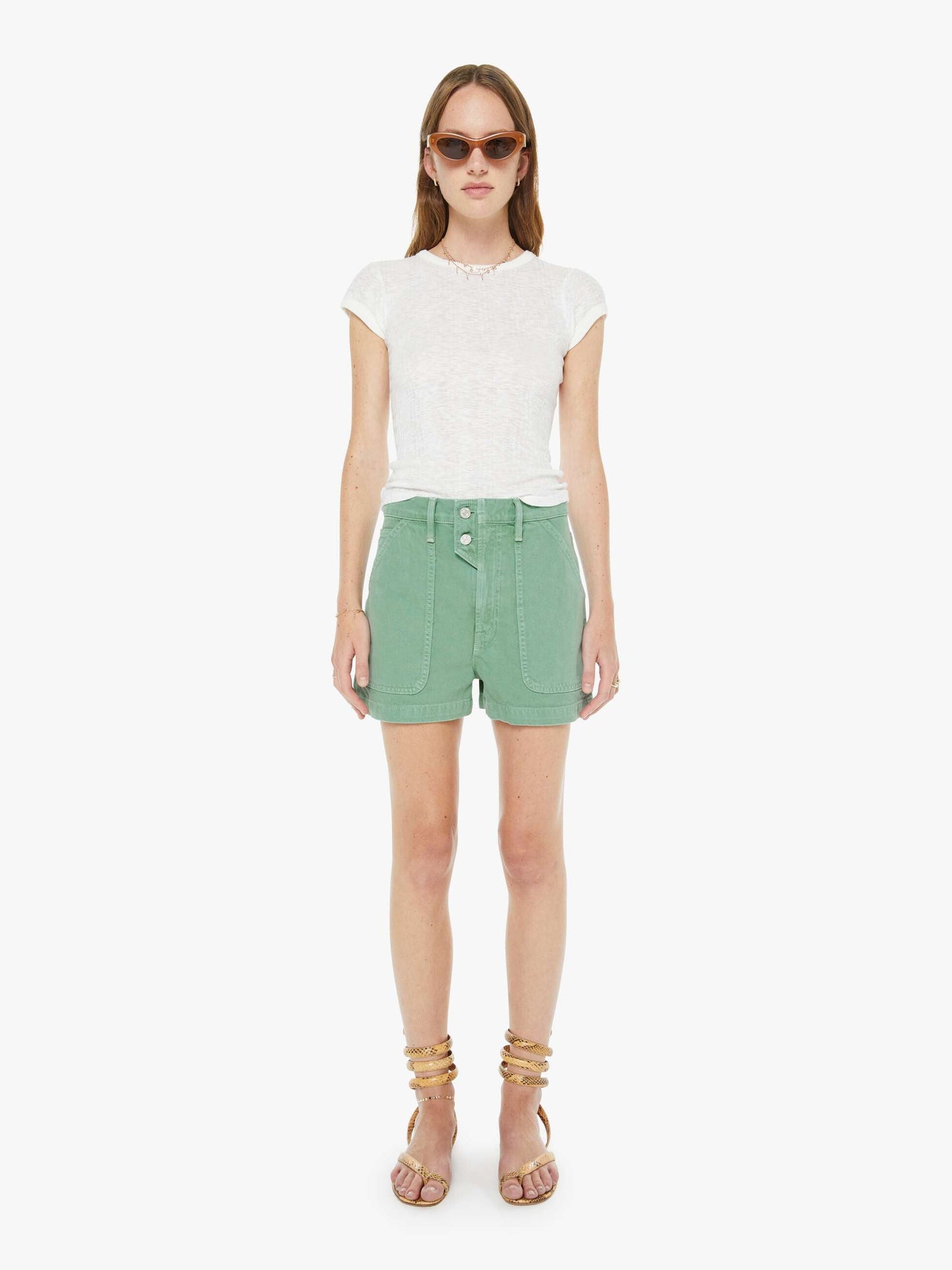 Mother Denim The Detour Short Creme De Menthe