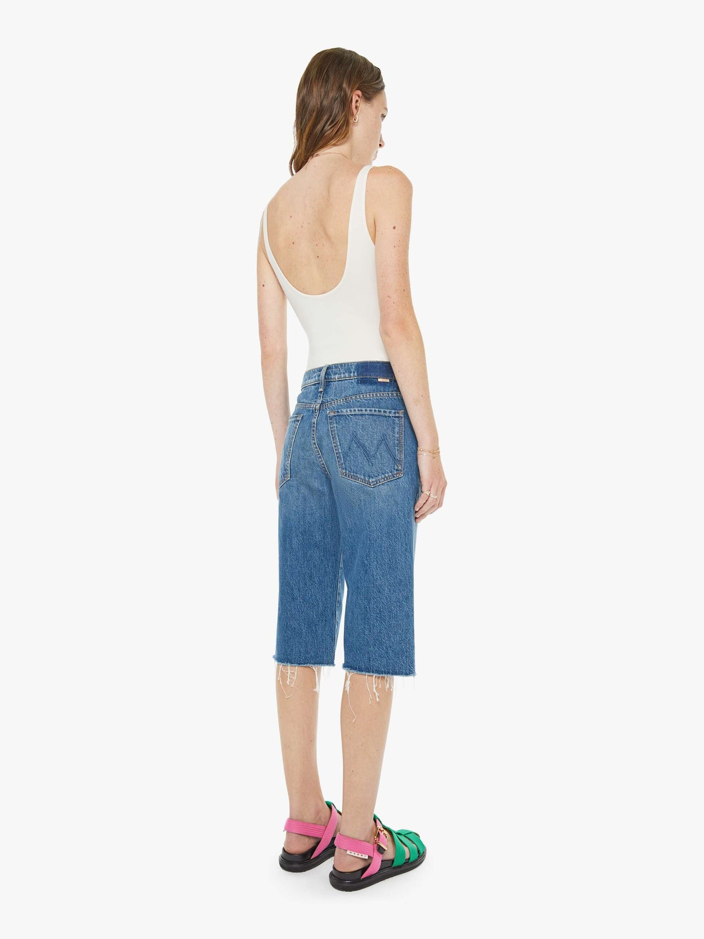 Mother Denim The Kick It Half N' Half Fray Green Thumb