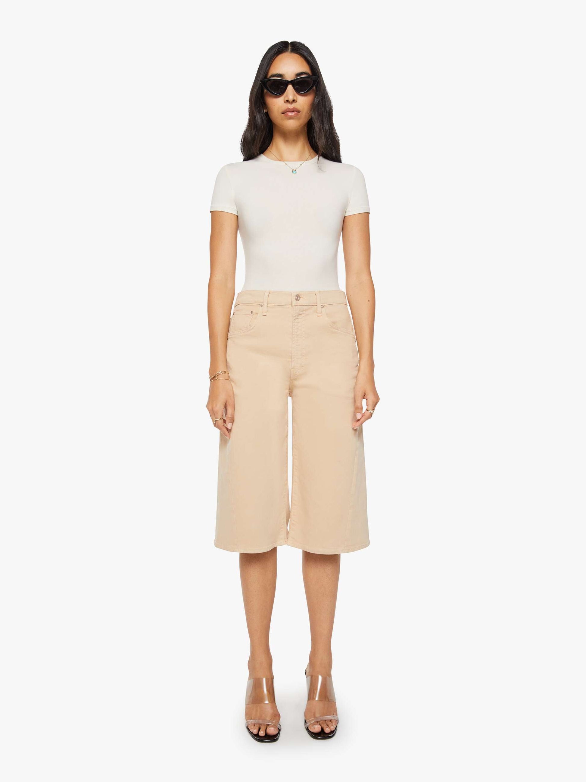 Mother Denim The Whole Lot Twist Zip Almond Buff