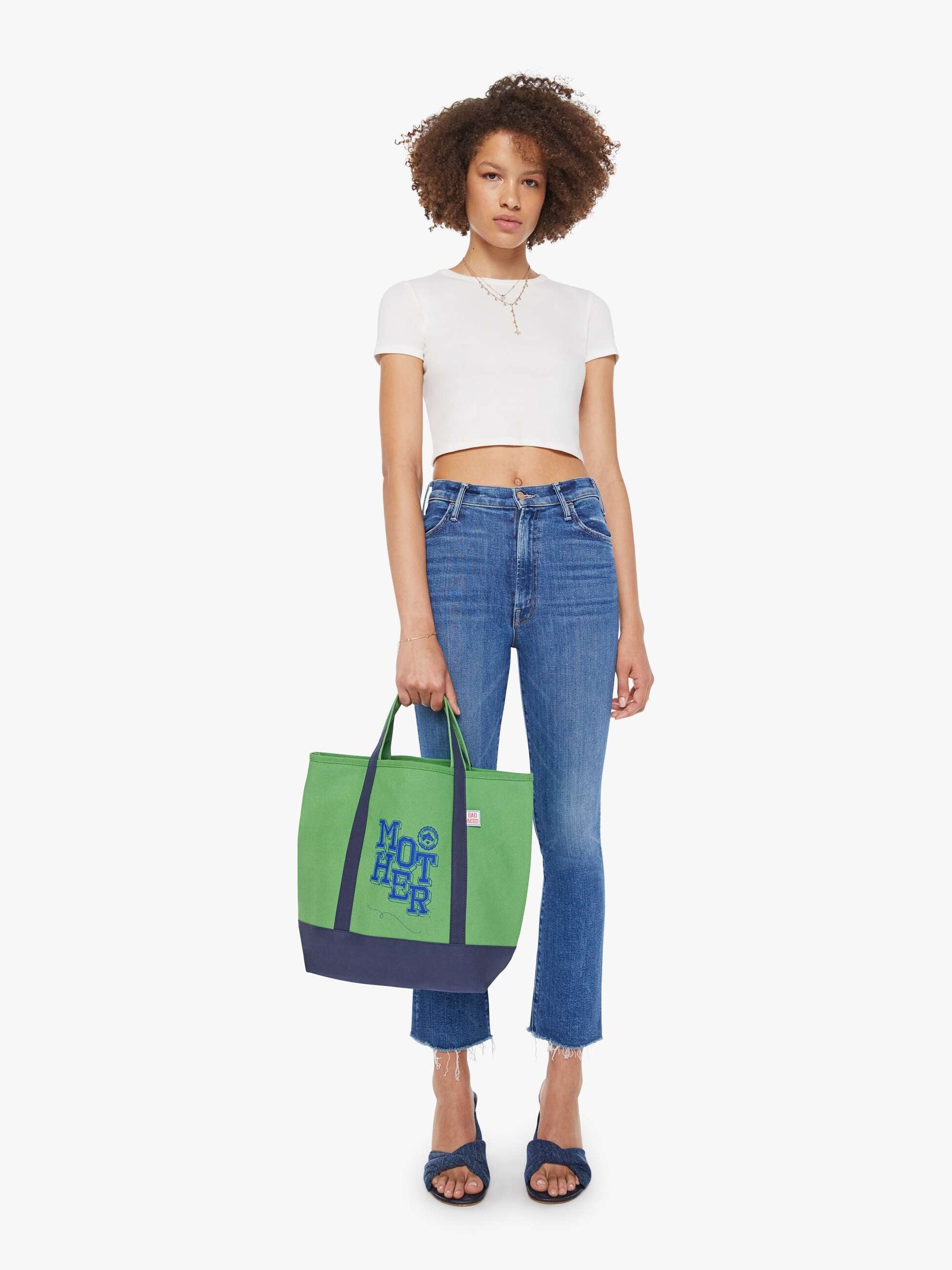 Mother Denim The Canvas Tote Bag KELLY GREEN