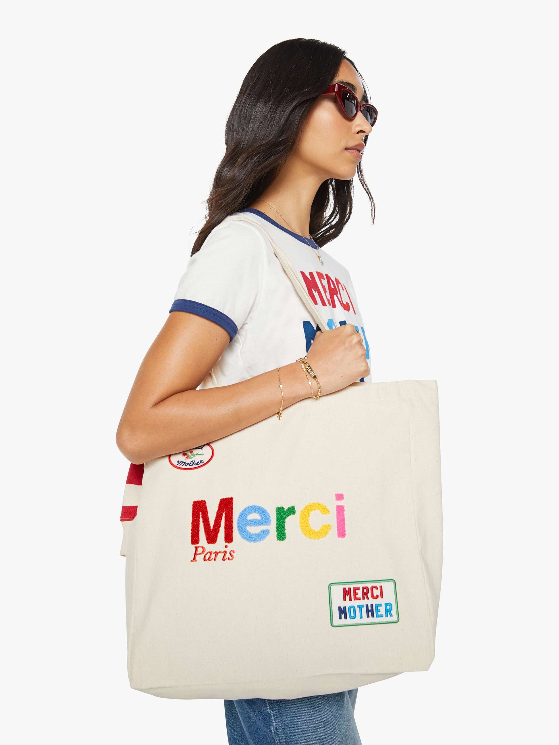 Mother Denim Merci x MOTHER Merci Tote Ecru And Multi