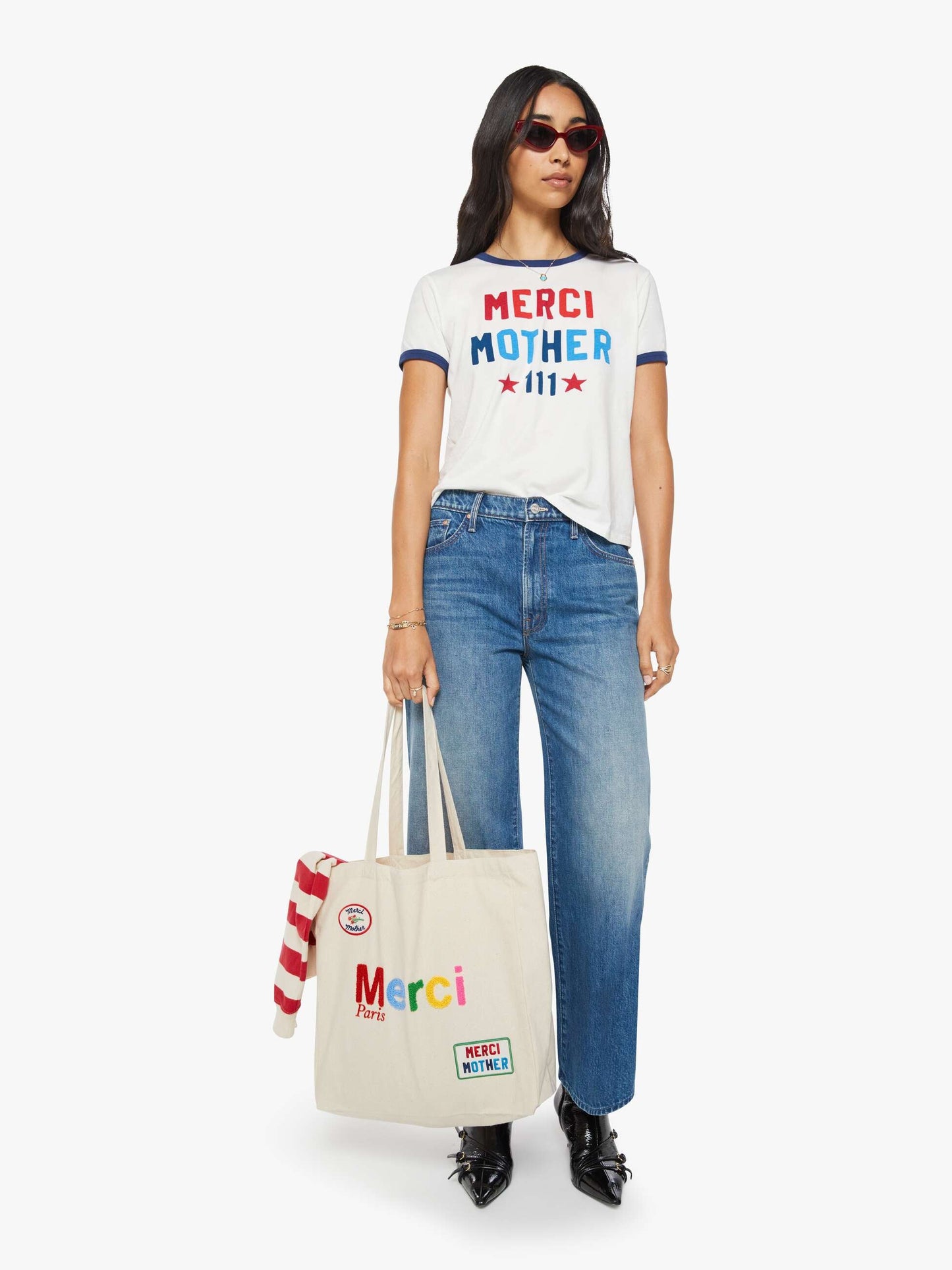 Mother Denim Merci x MOTHER Merci Tote Ecru And Multi