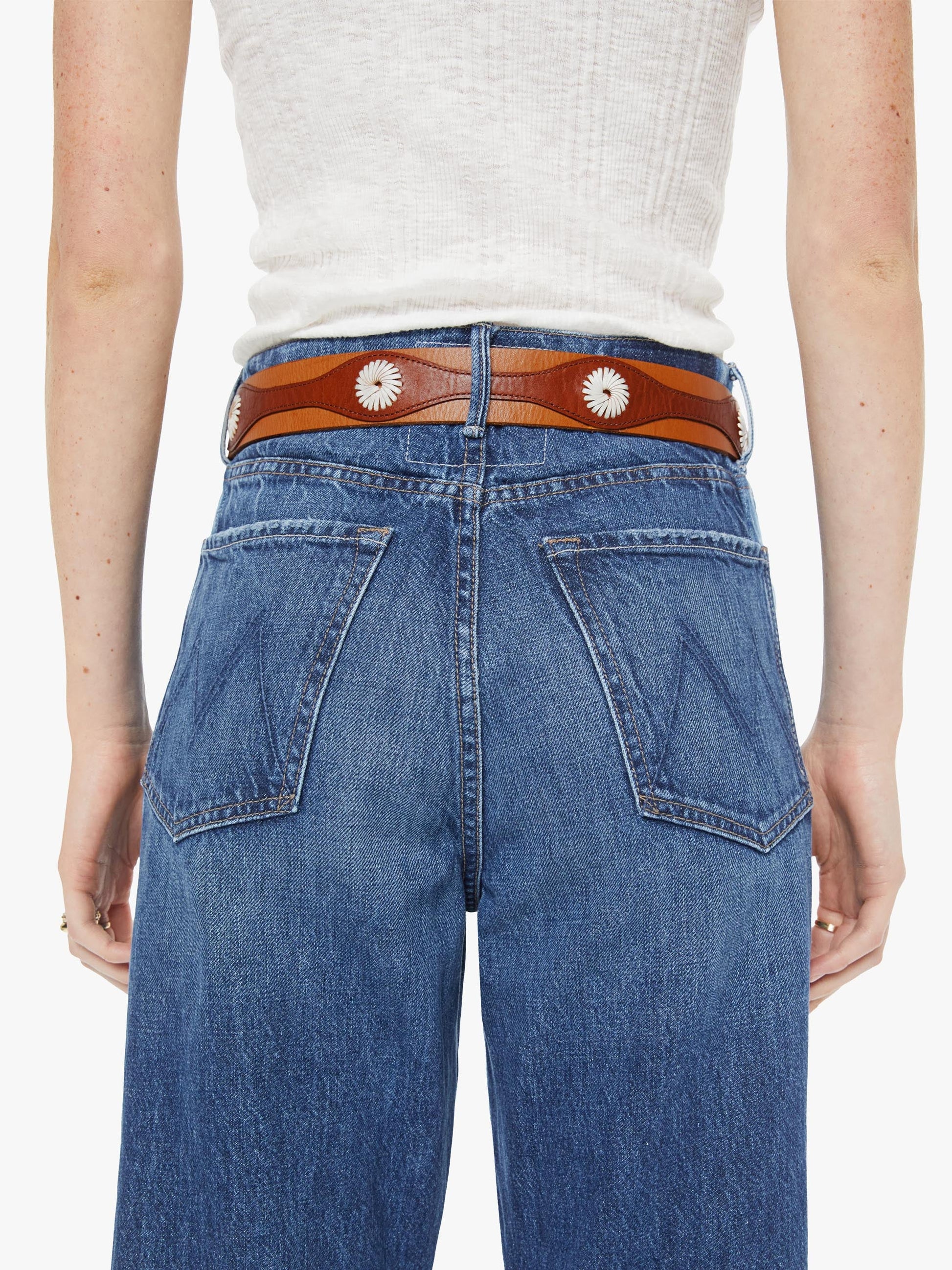 Mother Denim The 2 Tone Leather Belt Natural And Cognac