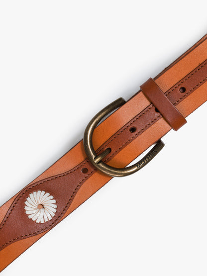 Mother Denim The 2 Tone Leather Belt Natural And Cognac