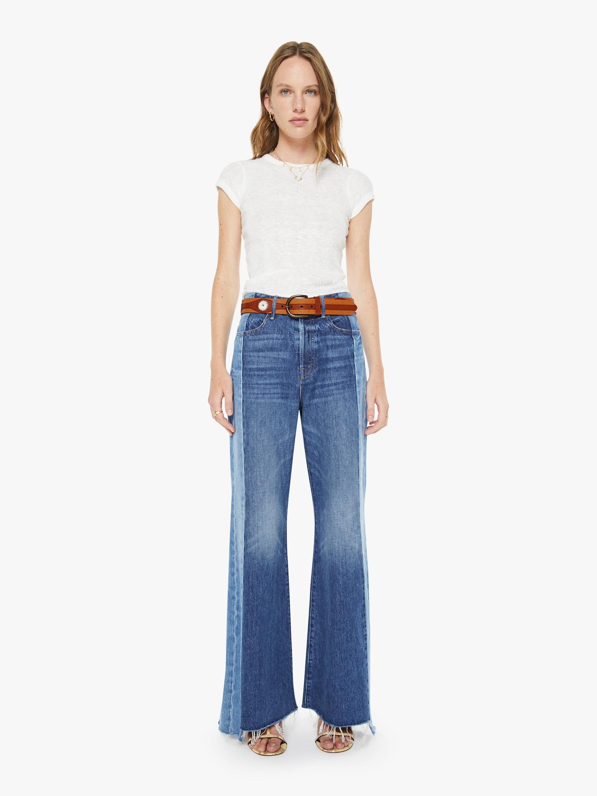 Mother Denim The 2 Tone Leather Belt Natural And Cognac