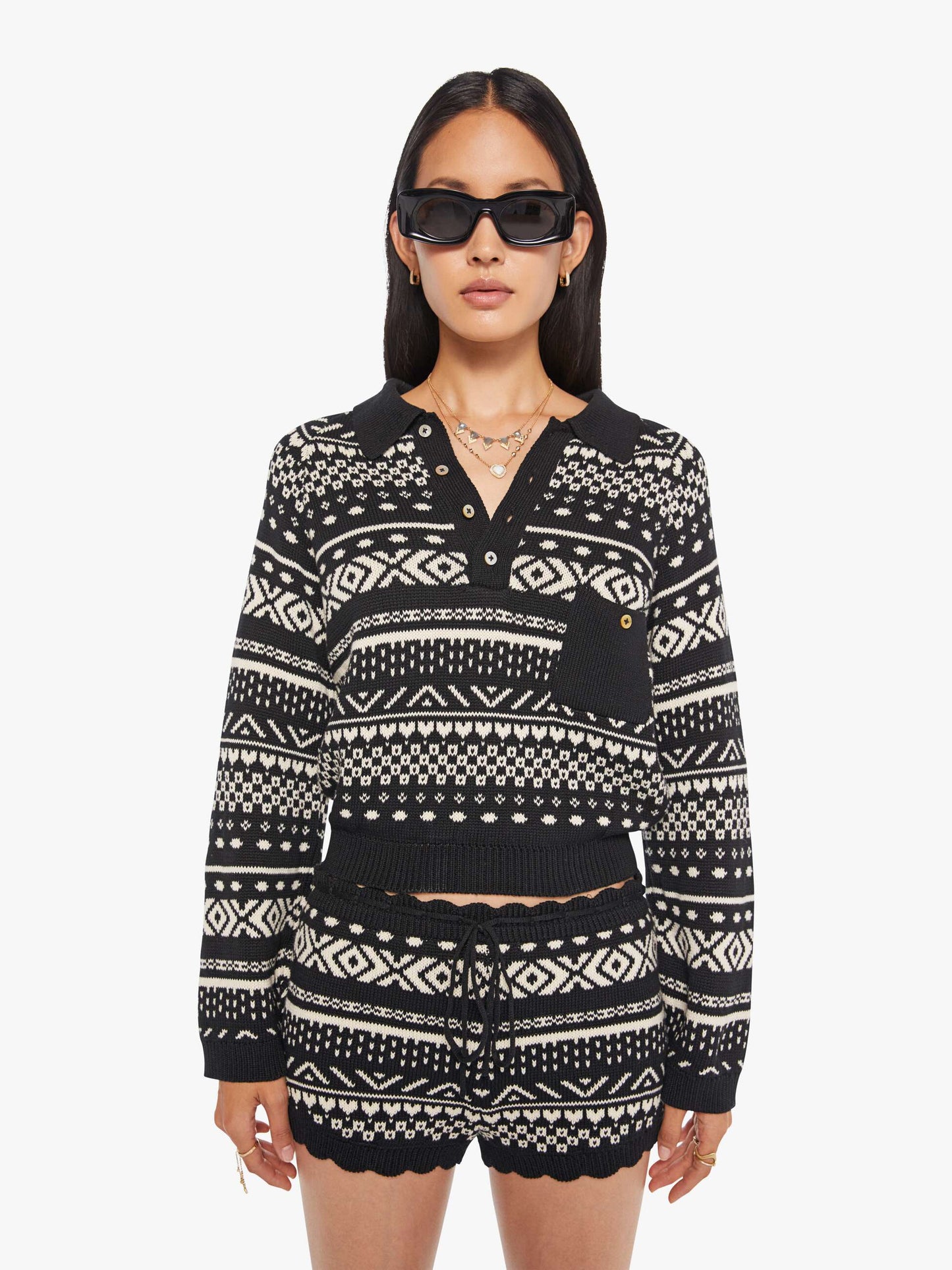 Mother Denim Alix Of Bohemia Liza Top BLACK MARBLE