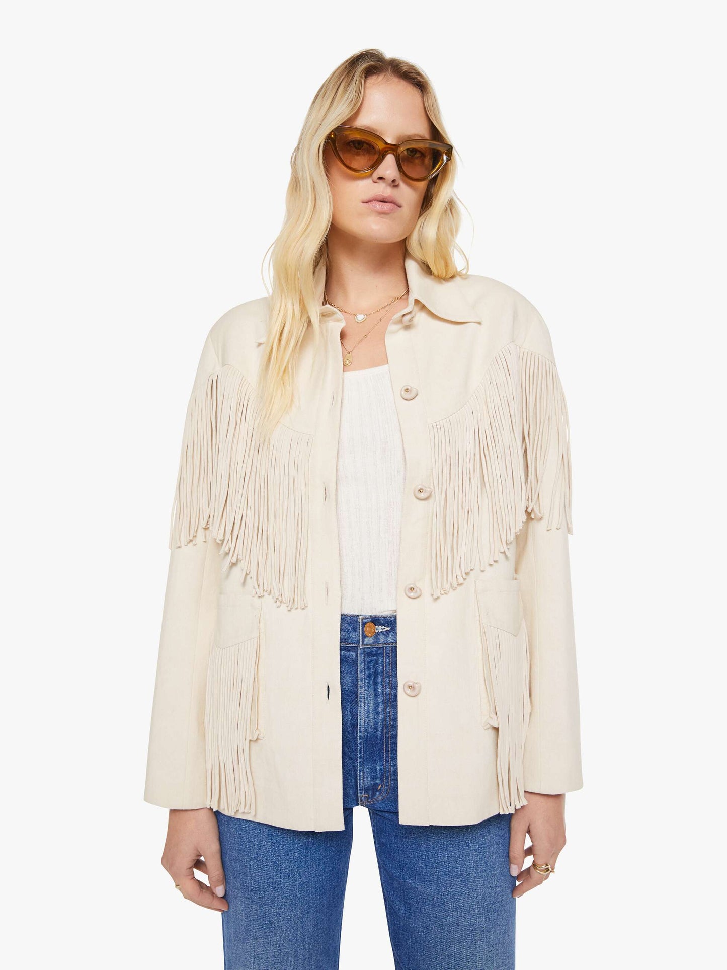 Mother Denim Alix of Bohemia Jude Fringe Jacket DUNE