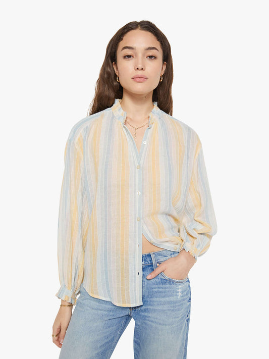 Mother Denim Alix of Bohemia Poet Blouse SUNWASH STRIPE