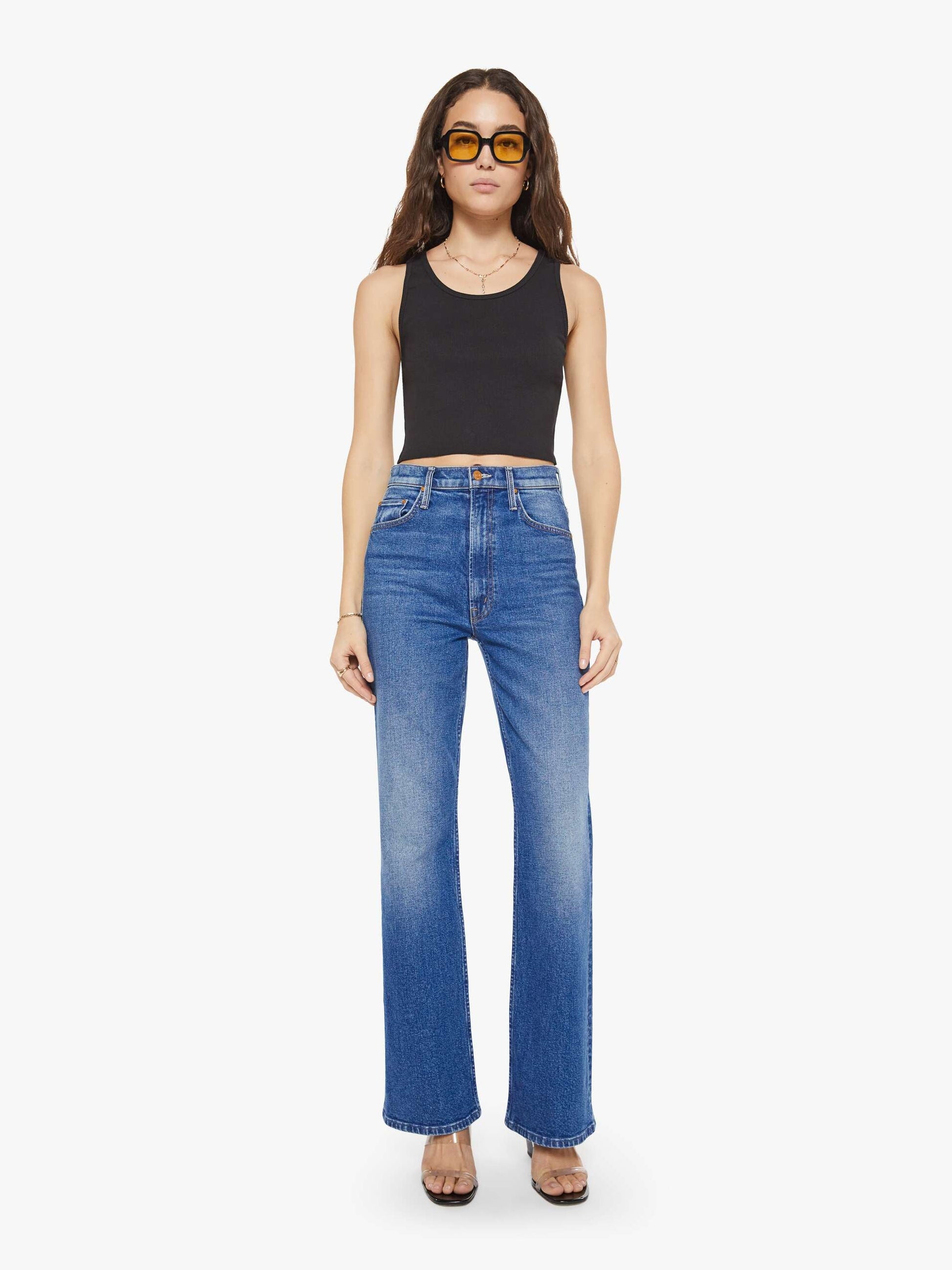 Mother Denim Eterne Cropped Scoop Neck Tank Black