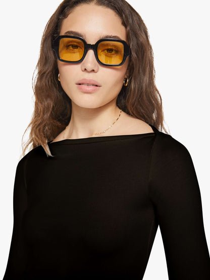 Mother Denim Eterne Long Sleeve Boatneck Top Black