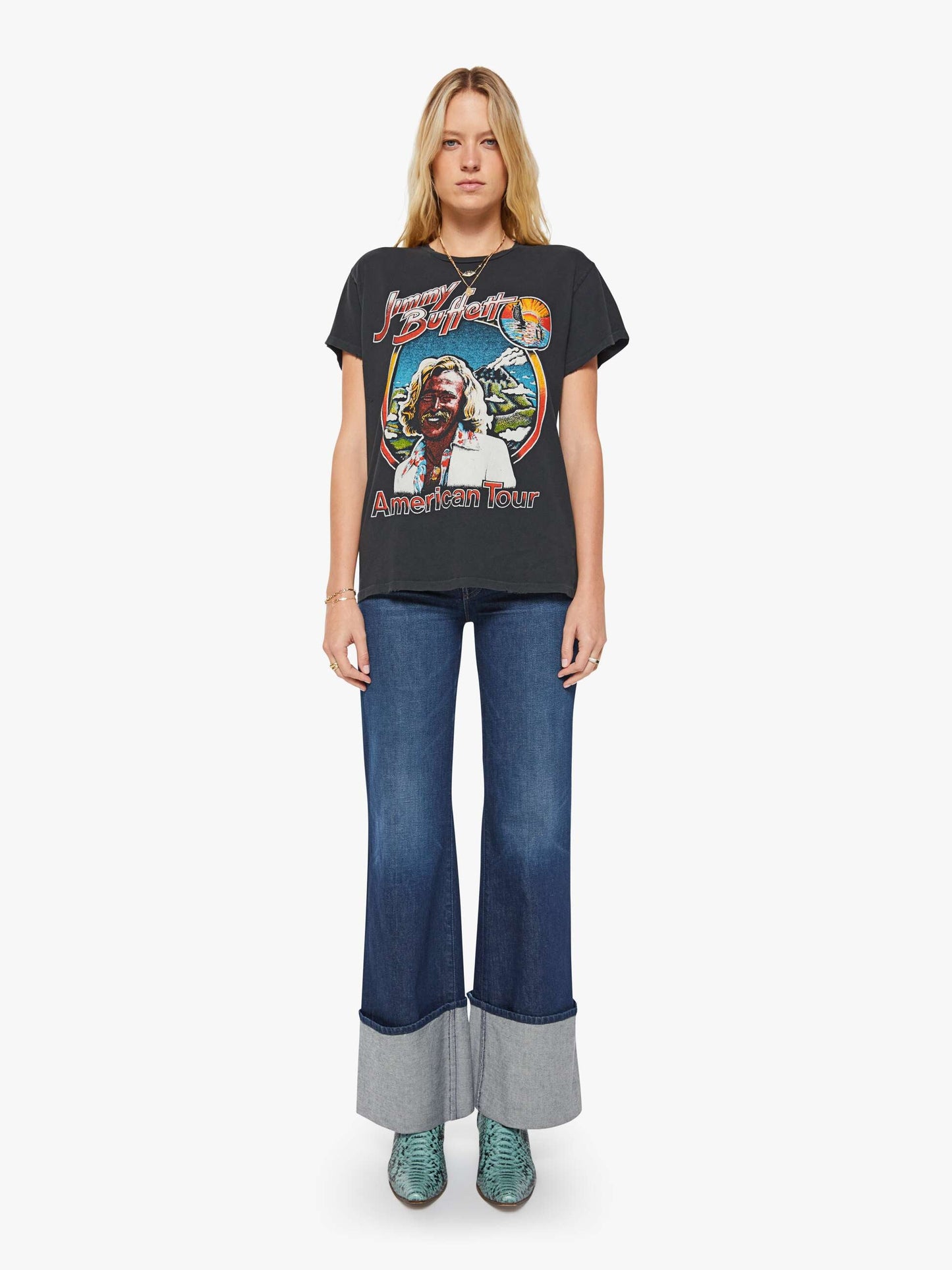 Mother Denim MadeWorn Jimmy Buffet Tee Black (Charcoal)
