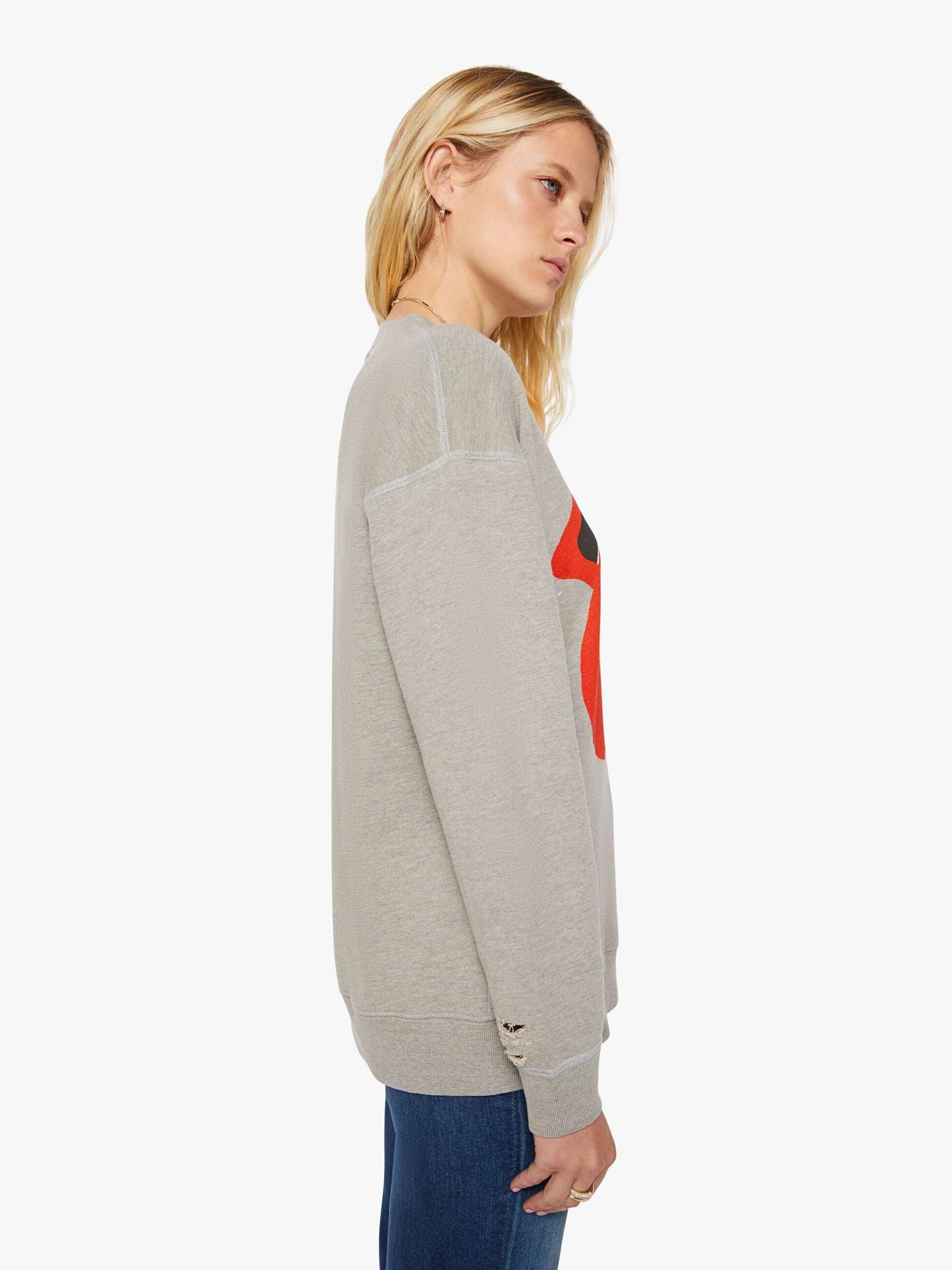 Mother Denim MadeWorn Rolling Stones Destroyed Sweatshirt Grey (Open)