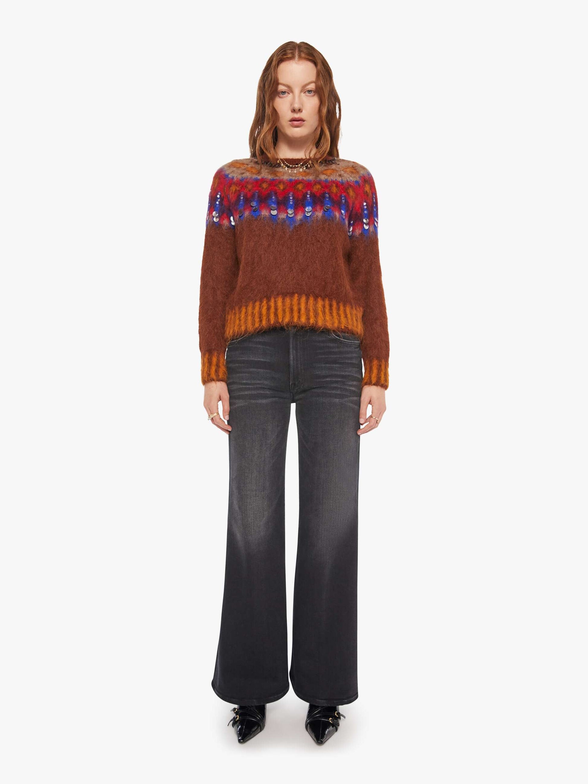 Mother Denim Maria Cher Brookside Creek Sweater BRICK
