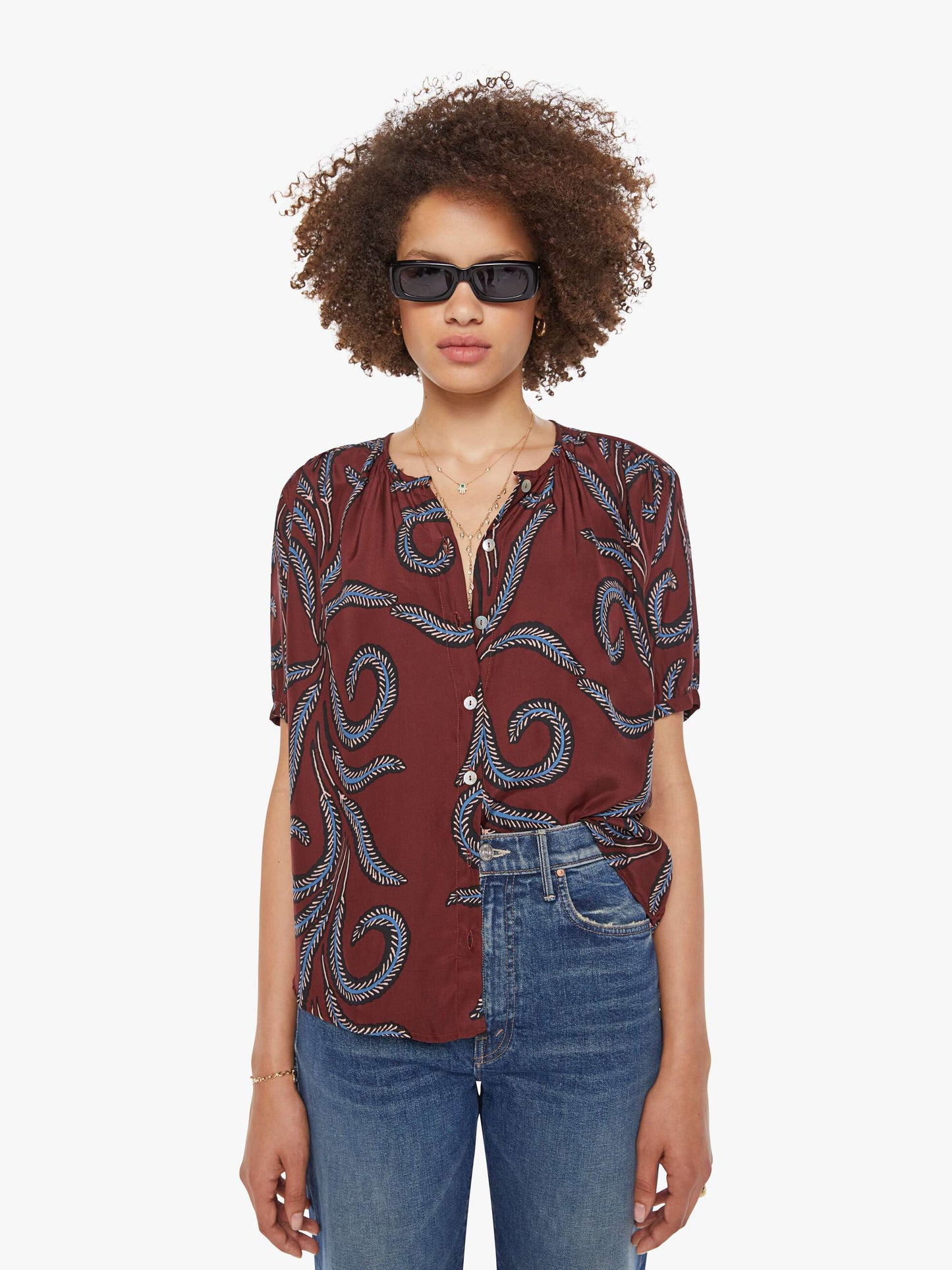 Mother Denim Natalie Martin Violet Top FEATHER BORDEAUX