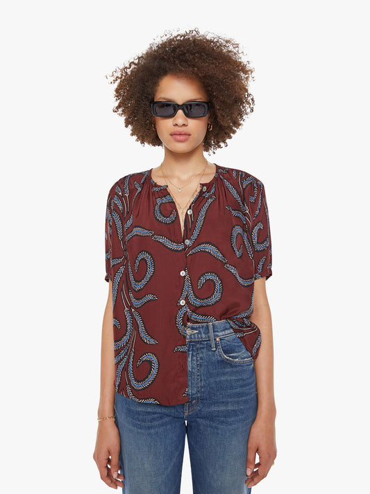 Mother Denim Natalie Martin Violet Top FEATHER BORDEAUX