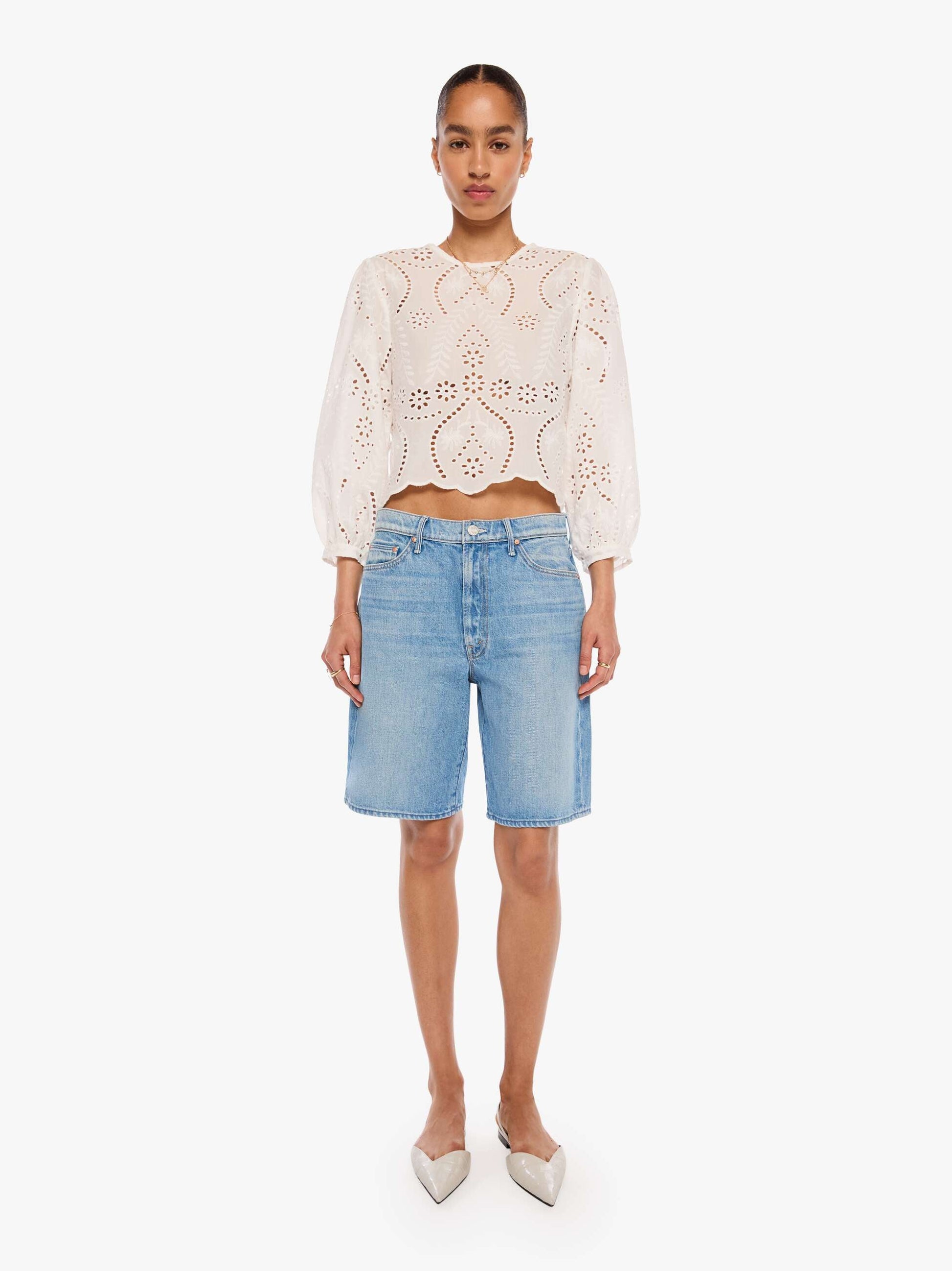 Mother Denim Natalie Martin Lisa Top ATHENA EMBROIDERY SALT
