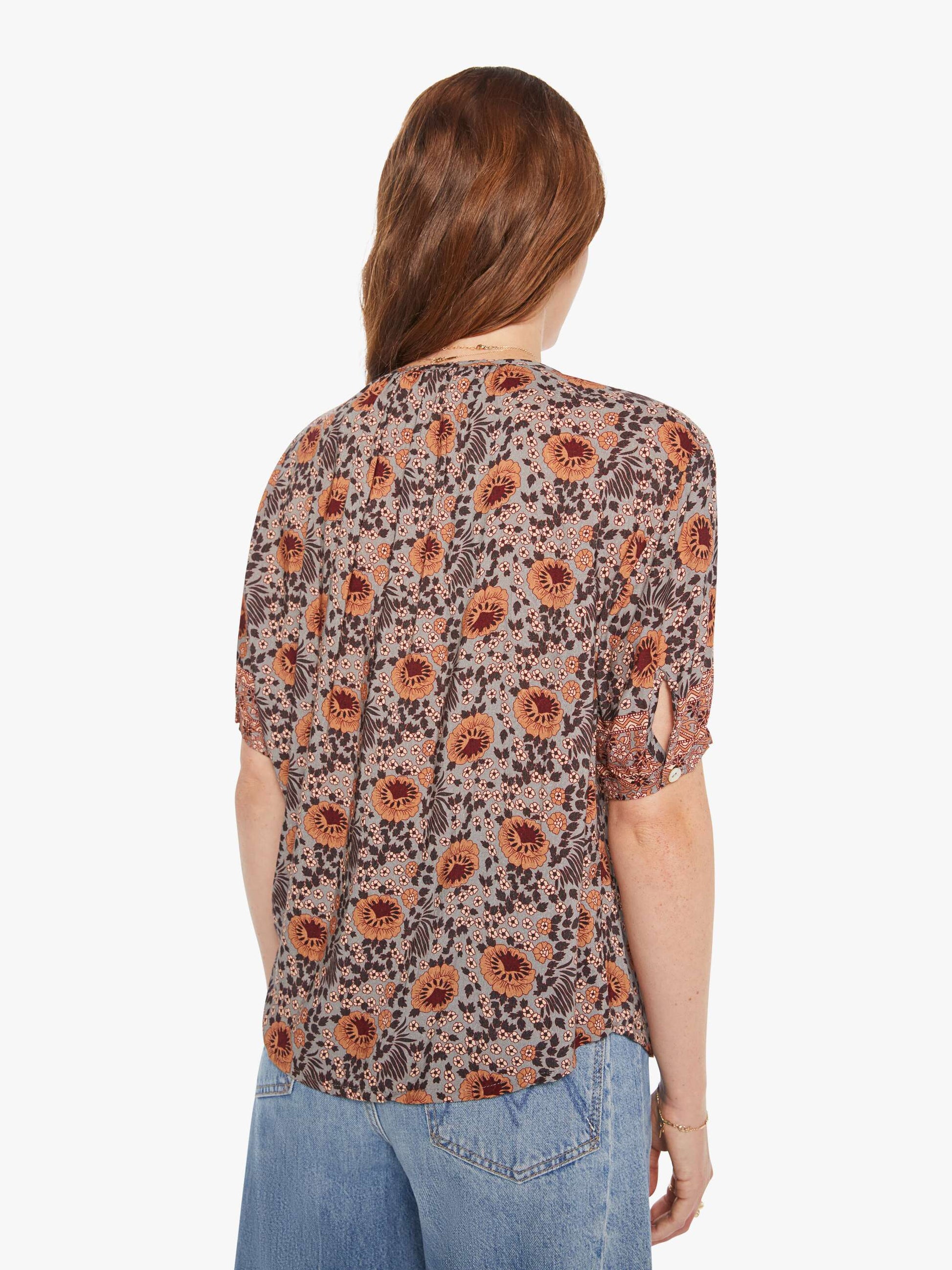 Mother Denim Natalie Martin Violet Top VINTAGE FLOWERS SLATE
