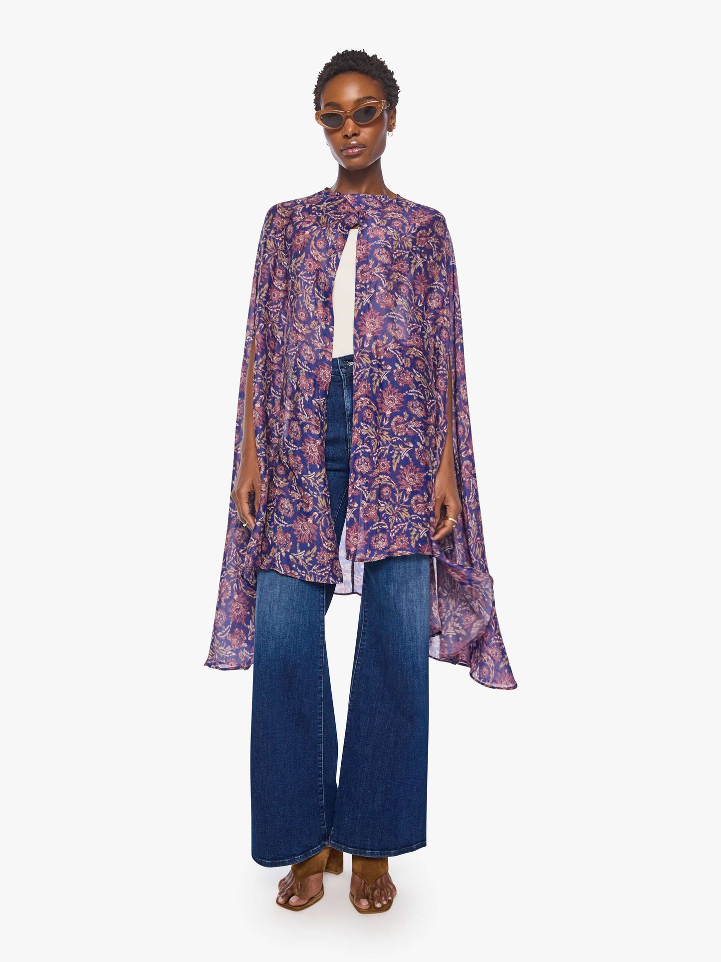 Mother Denim Natalie Martin Karis Long Cape ARTICHOKE MARINER