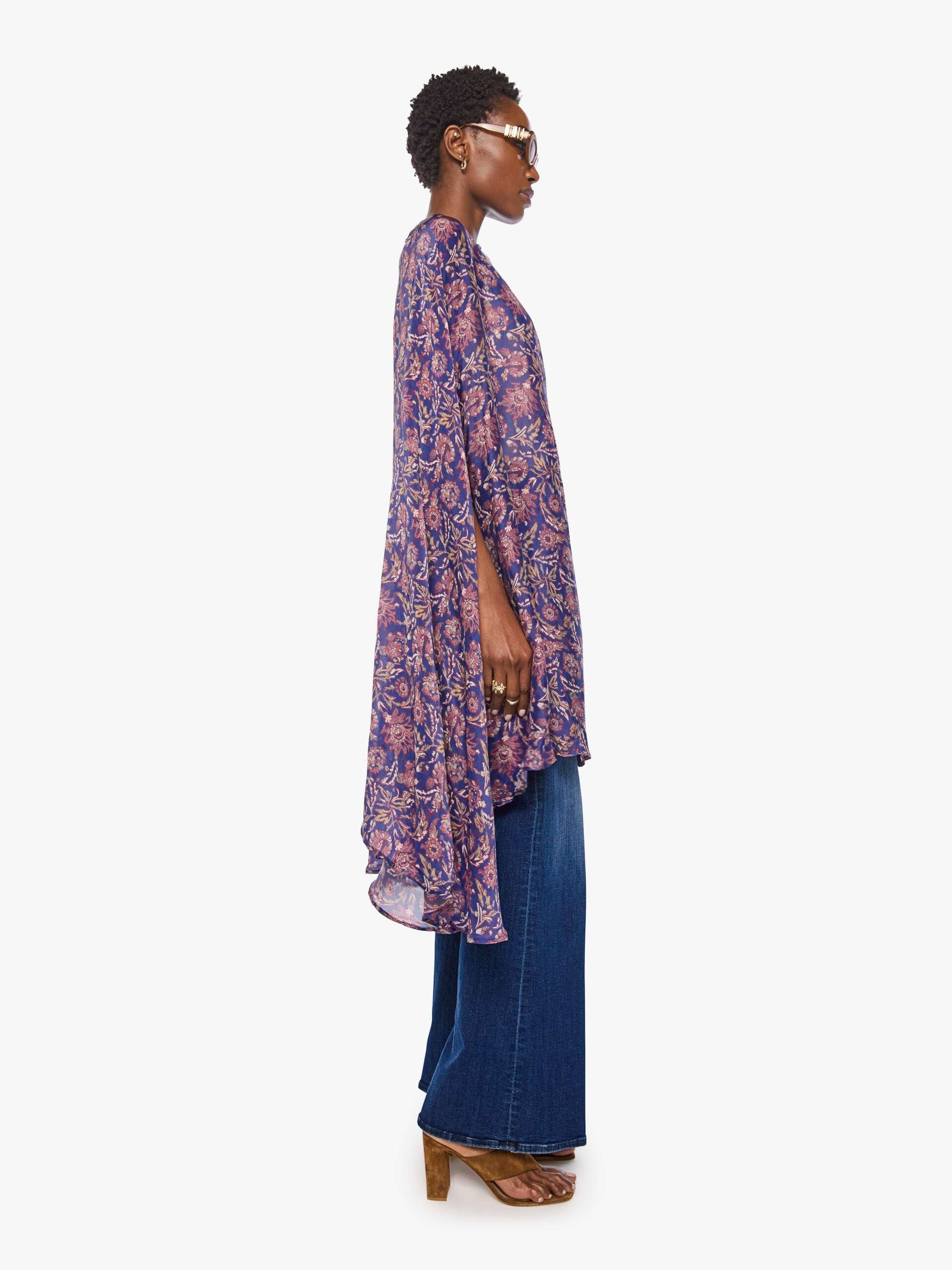 Mother Denim Natalie Martin Karis Long Cape ARTICHOKE MARINER